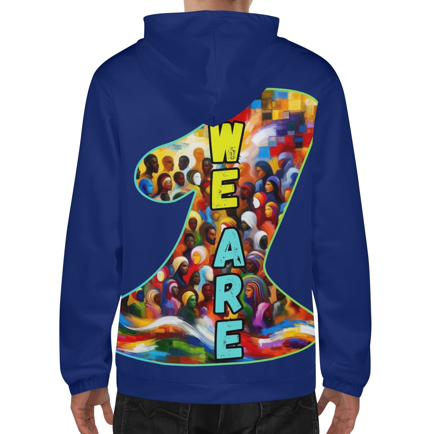 Mens Lightweight All Over Print Zip Hoodie "One Love"