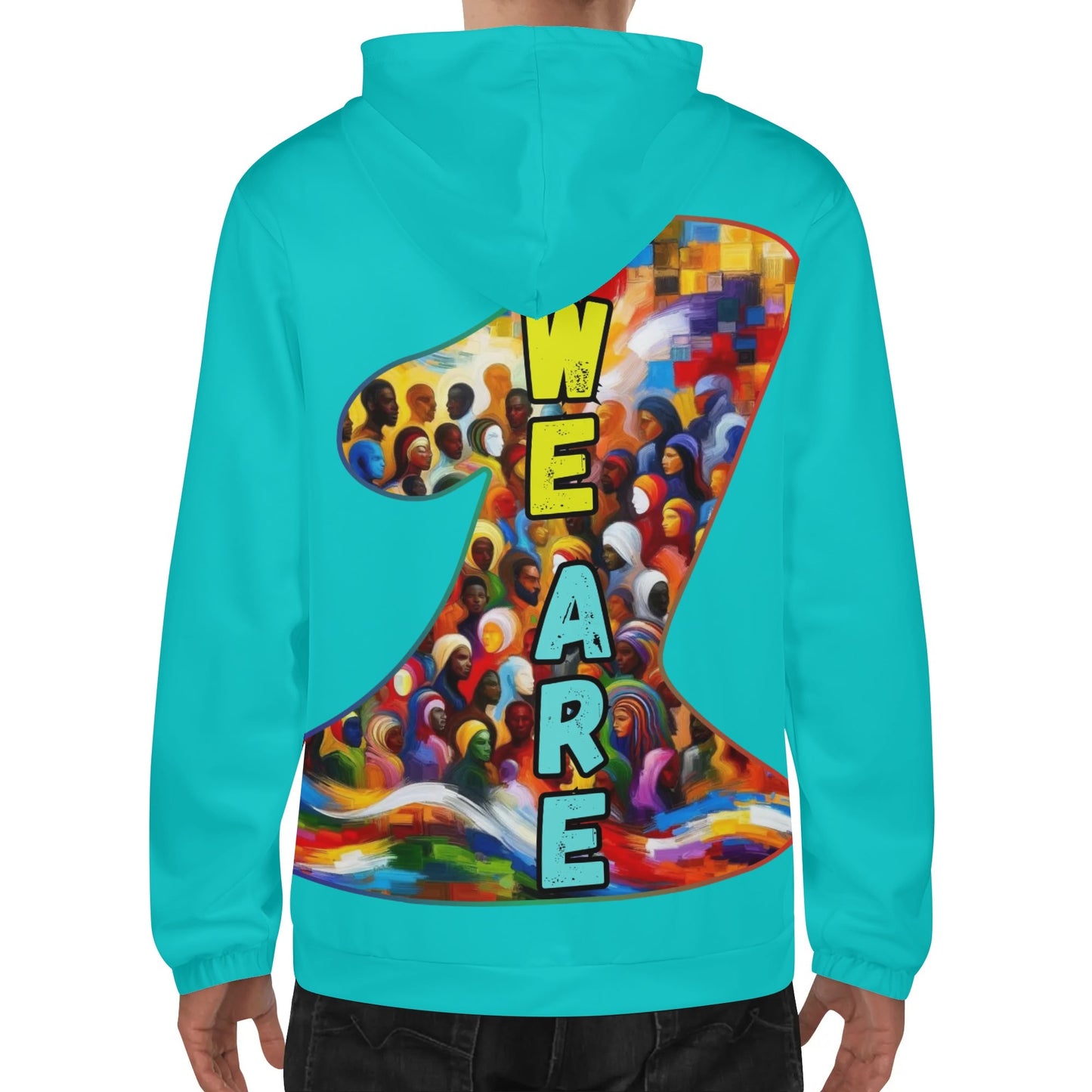 Mens Lightweight All Over Print Zip Hoodie "One Love"