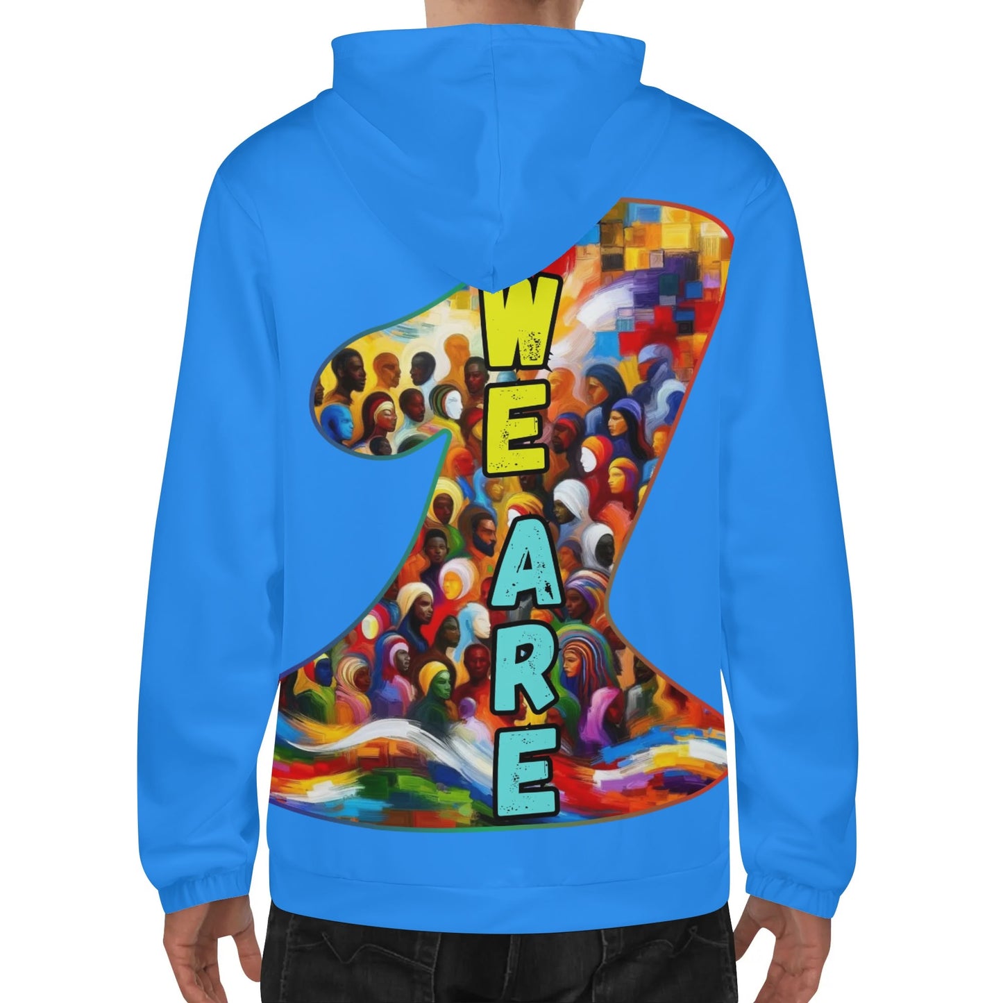 Mens Lightweight All Over Print Zip Hoodie "One Love"