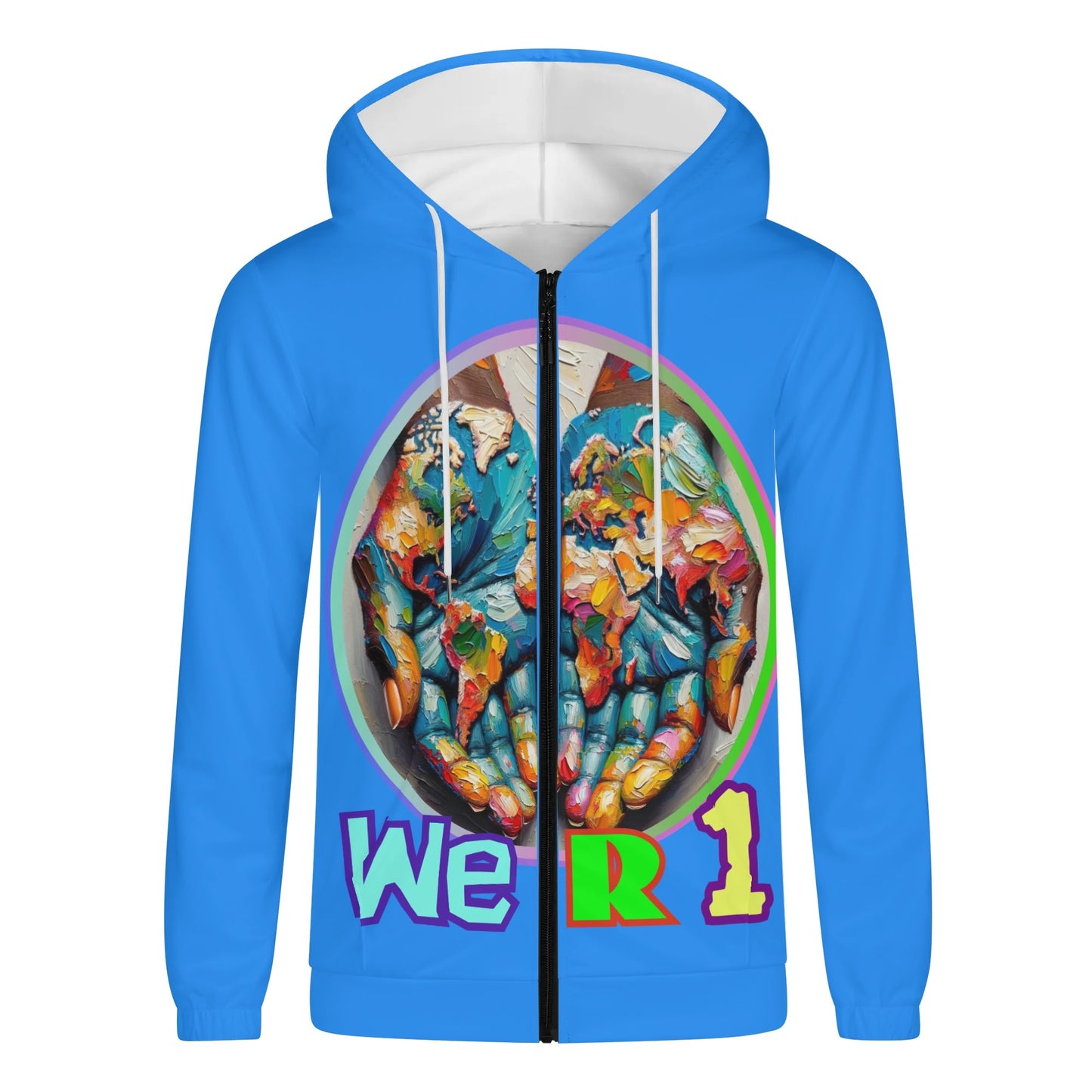 Mens Lightweight All Over Print Zip Hoodie "One Love"