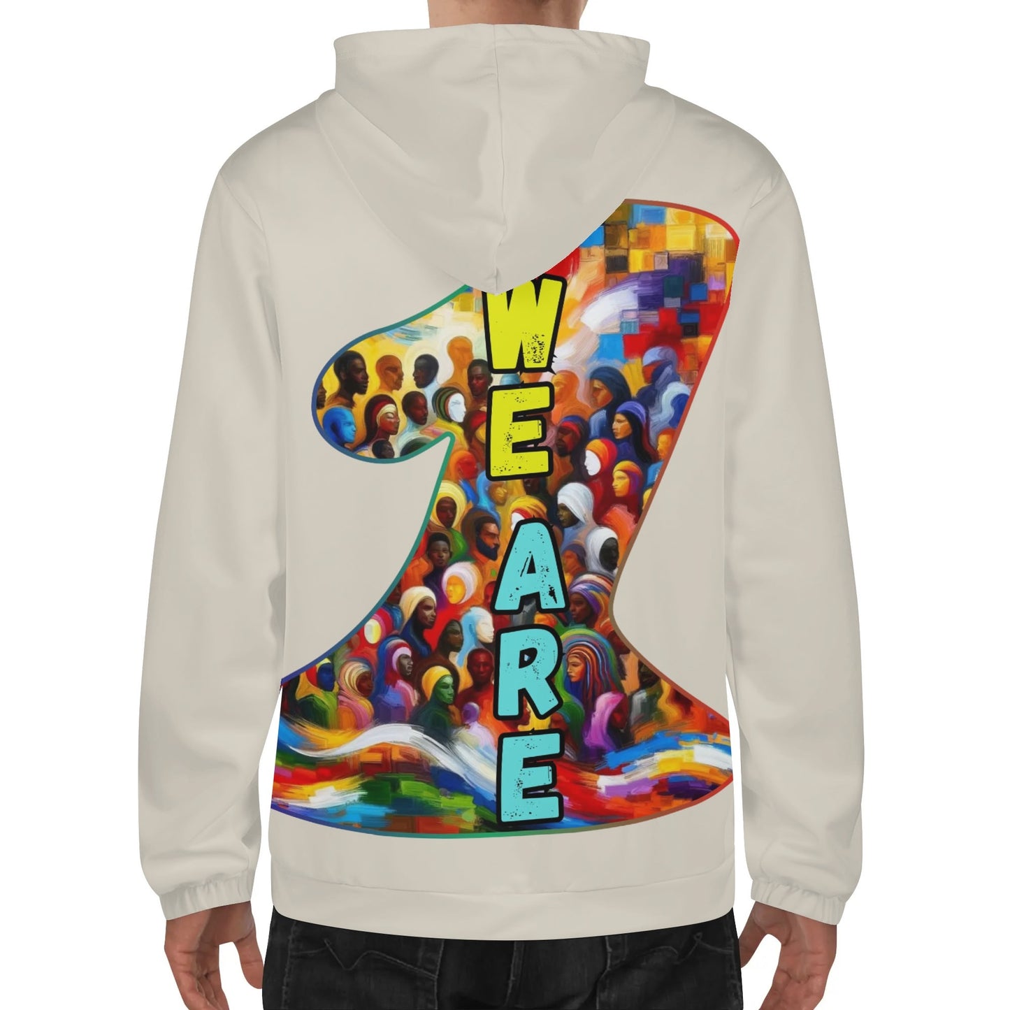 Mens Lightweight All Over Print Zip Hoodie "One Love"