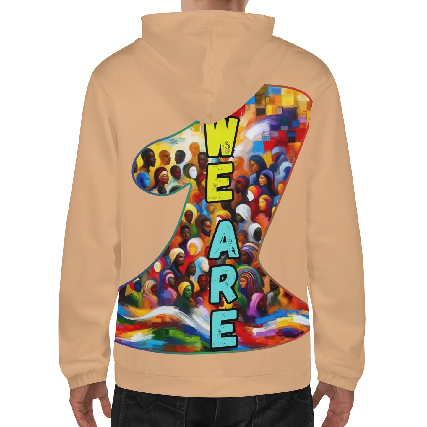 Mens Lightweight All Over Print Zip Hoodie "One Love"