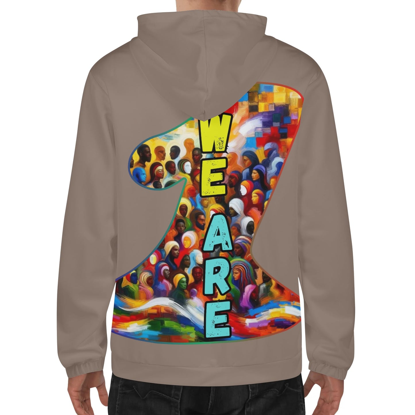 Mens Lightweight All Over Print Zip Hoodie "One Love"