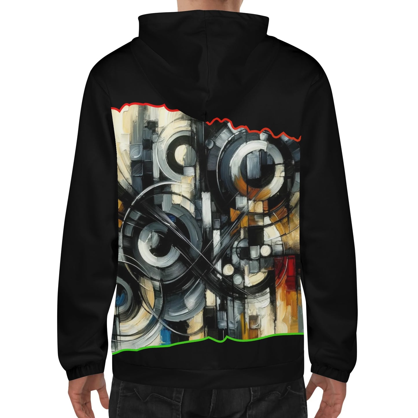 Mens Lightweight All Over Print Zip Hoodie "African Abstract Print"