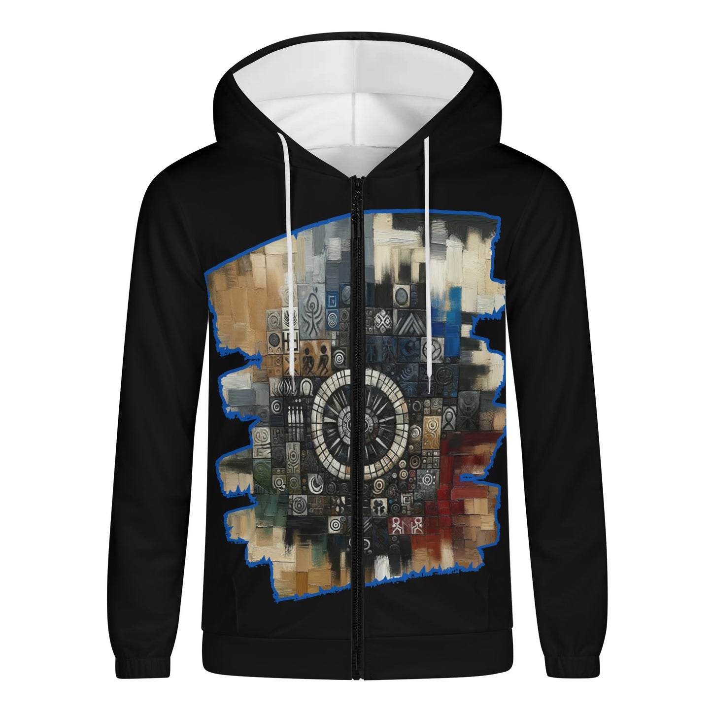 Mens Lightweight All Over Print Zip Hoodie "African Abstract Print"