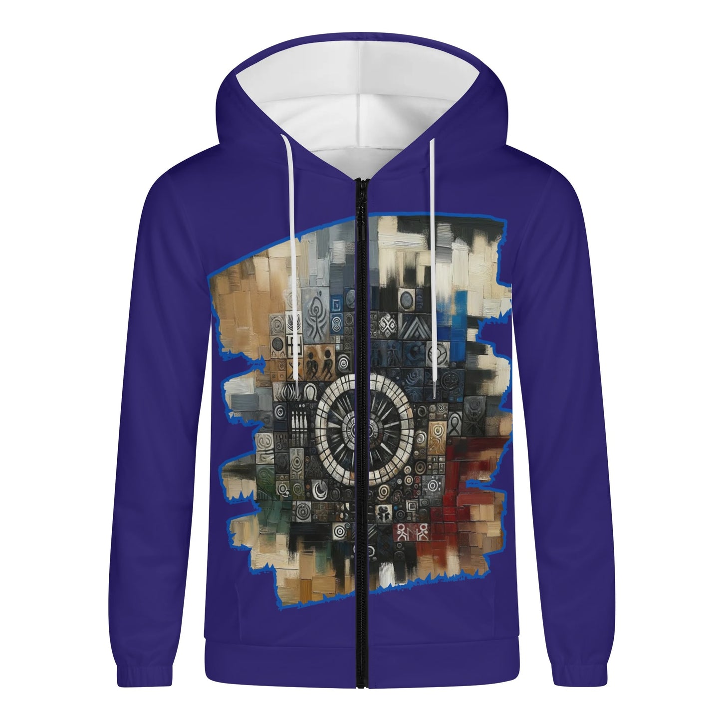 Mens Lightweight All Over Print Zip Hoodie "African Abstract Print"