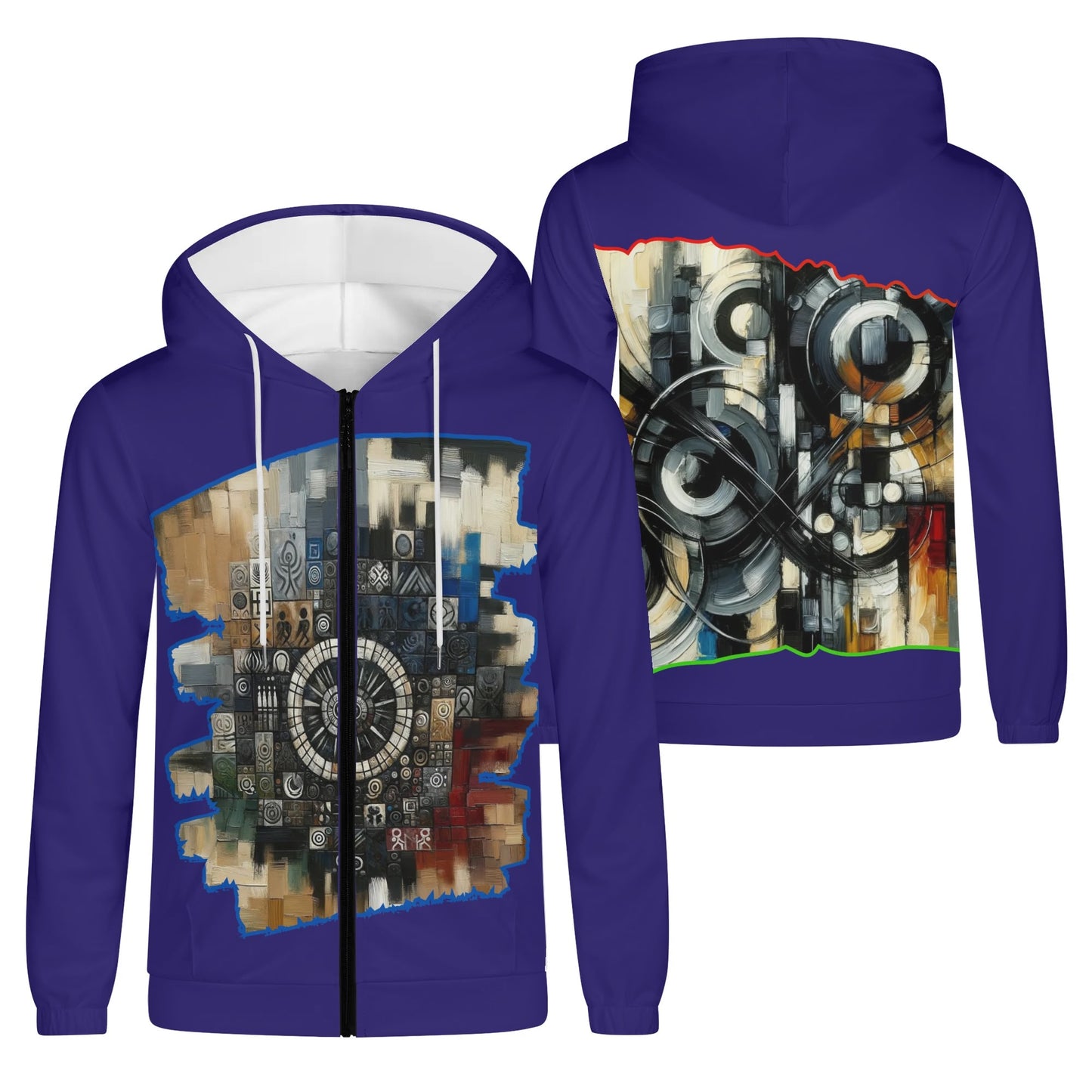 Mens Lightweight All Over Print Zip Hoodie "African Abstract Print"