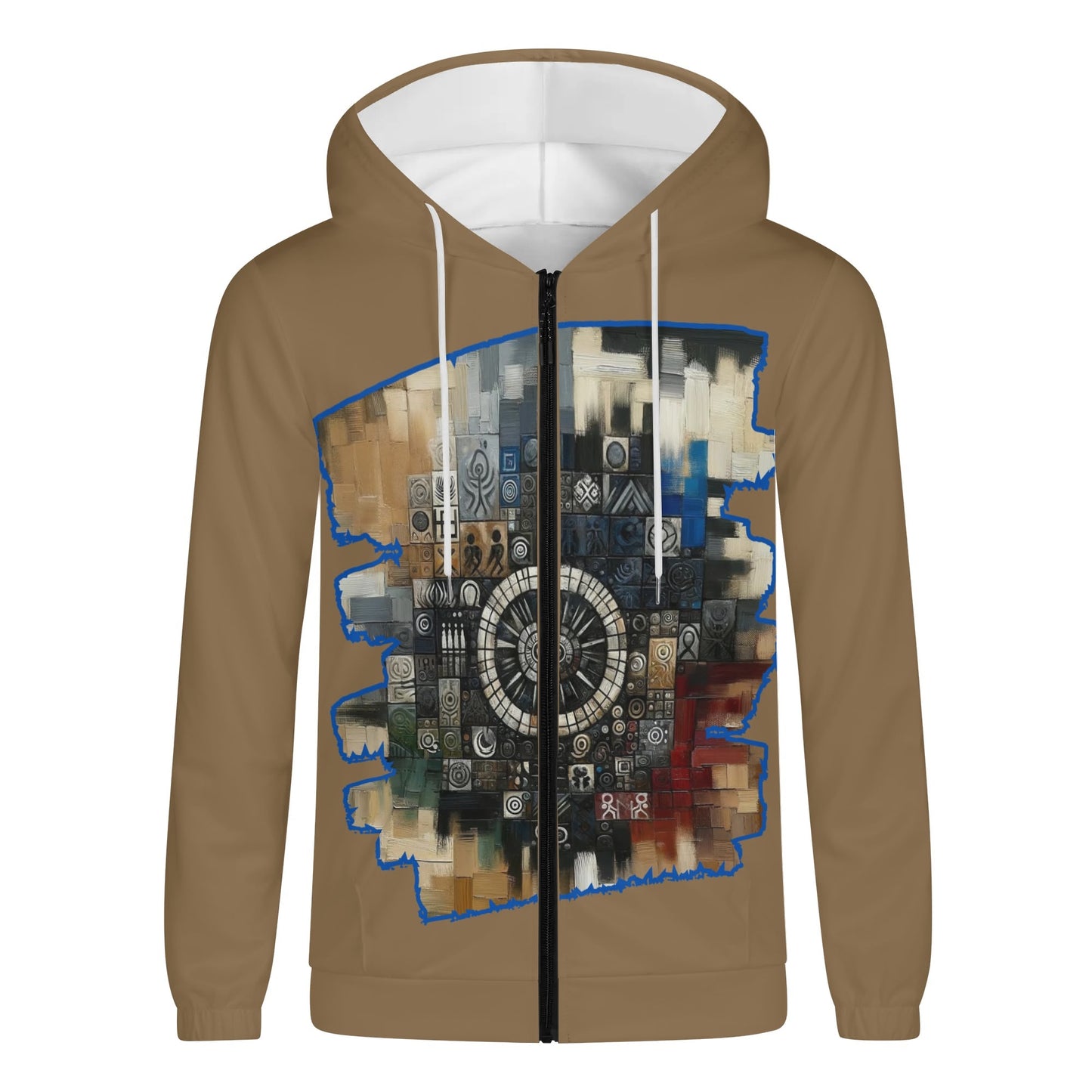 Mens Lightweight All Over Print Zip Hoodie "African Abstract Print"