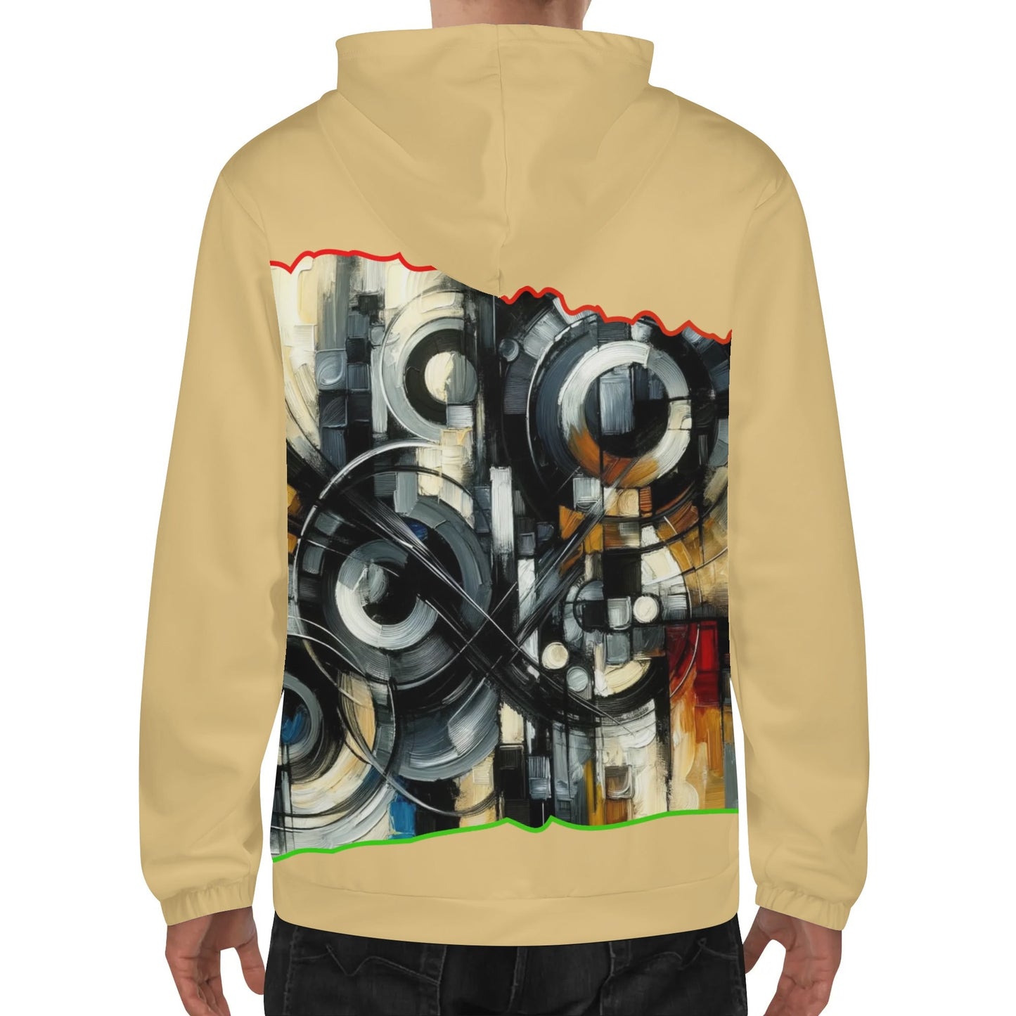 Mens Lightweight All Over Print Zip Hoodie "African Abstract Print"