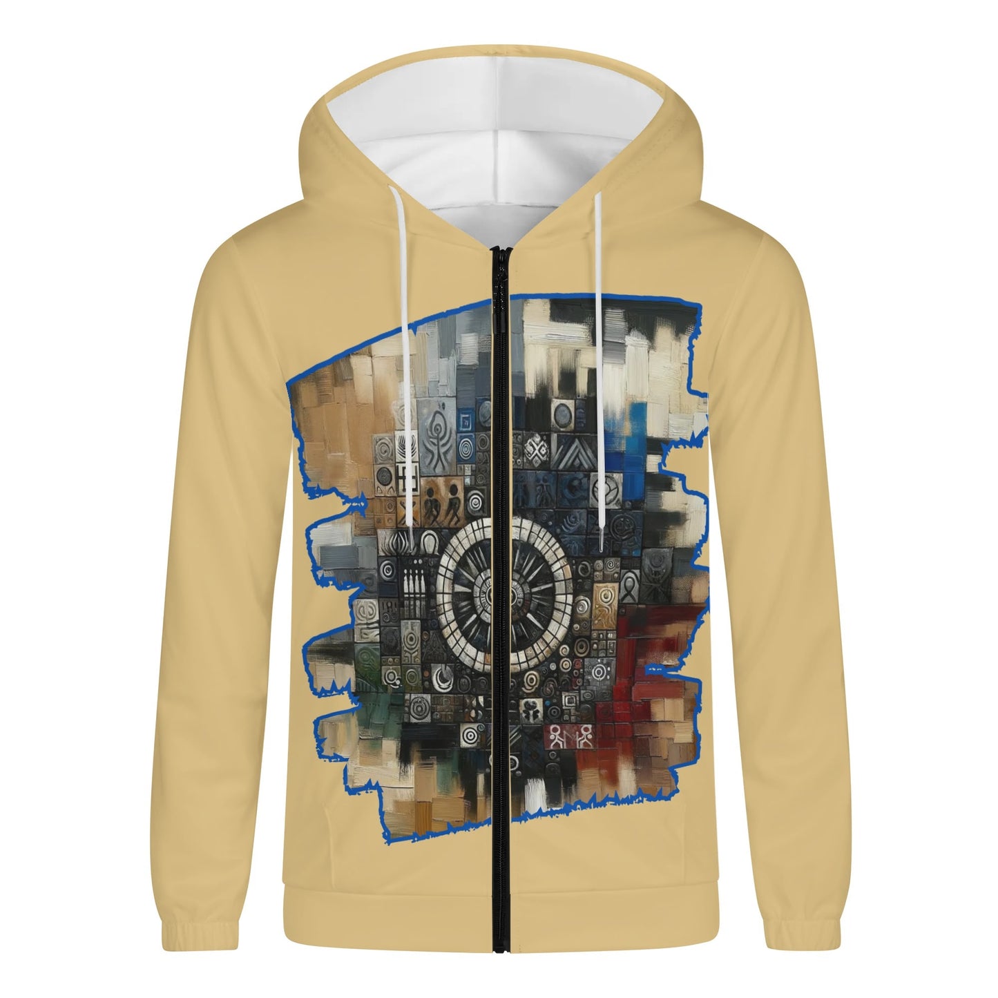 Mens Lightweight All Over Print Zip Hoodie "African Abstract Print"