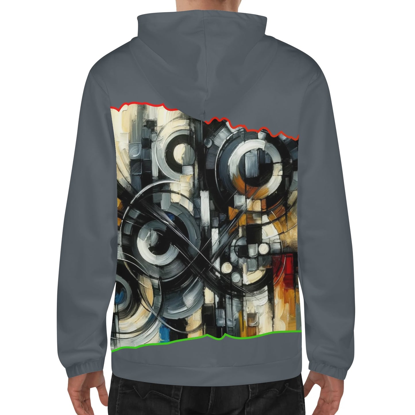 Mens Lightweight All Over Print Zip Hoodie "African Abstract Print"