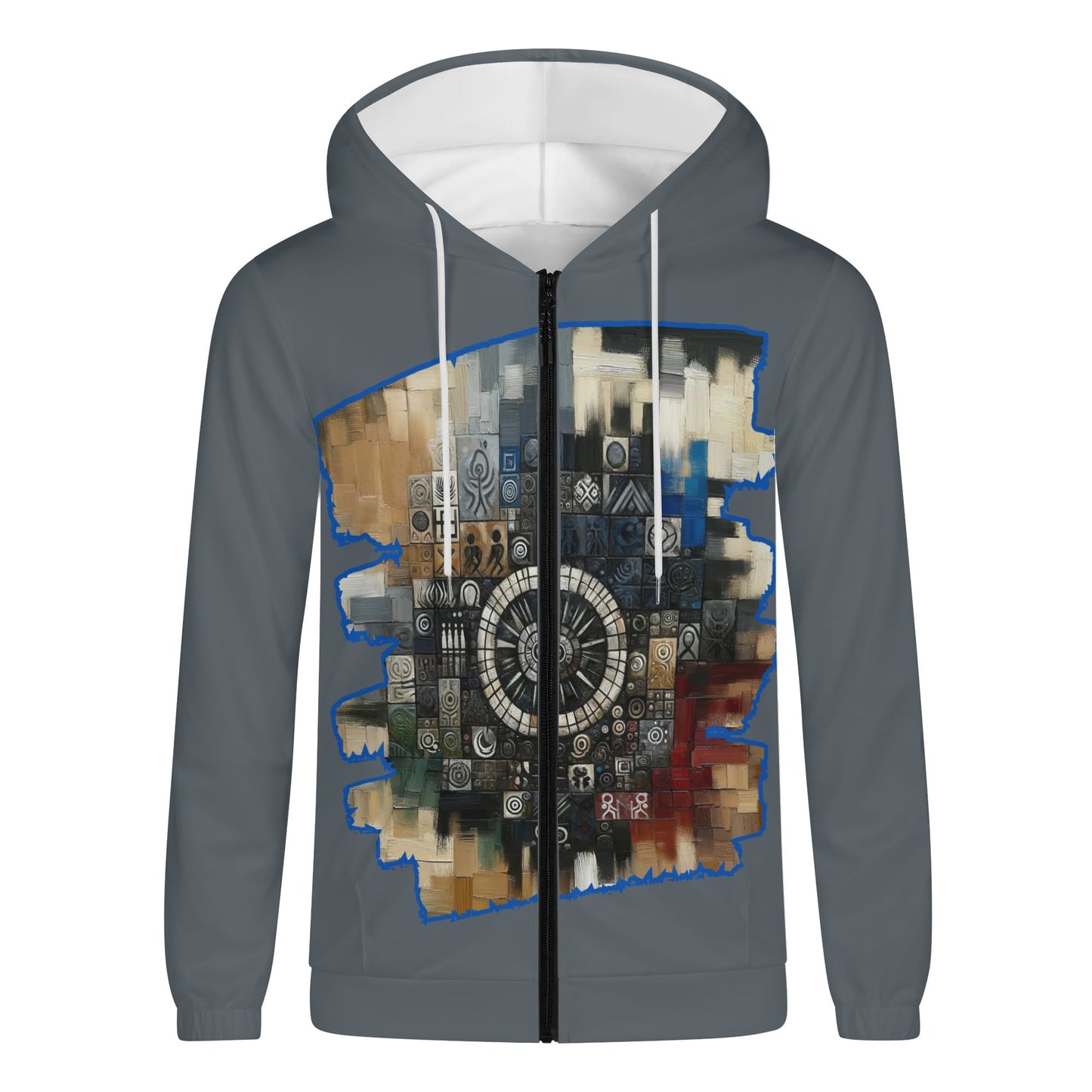 Mens Lightweight All Over Print Zip Hoodie "African Abstract Print"