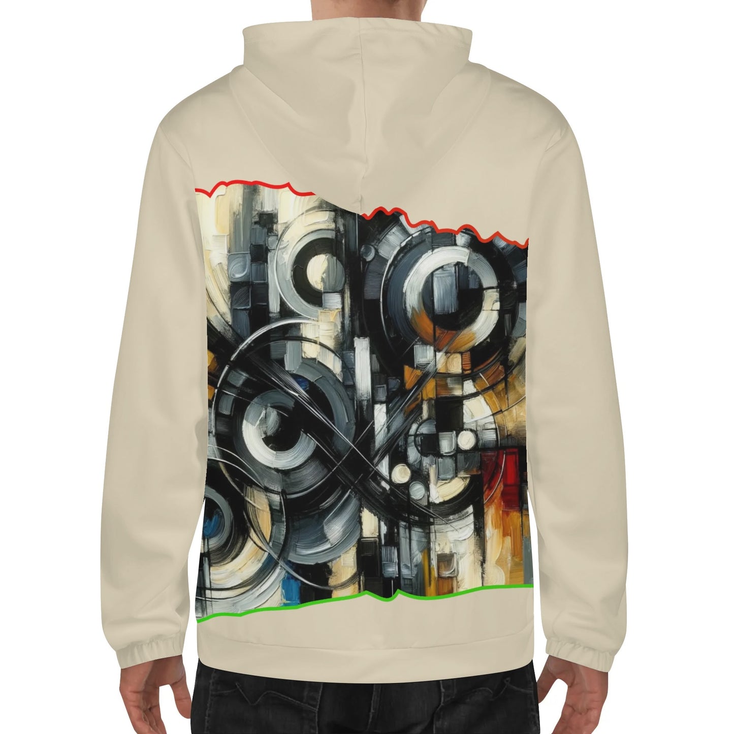 Mens Lightweight All Over Print Zip Hoodie "African Abstract Print"