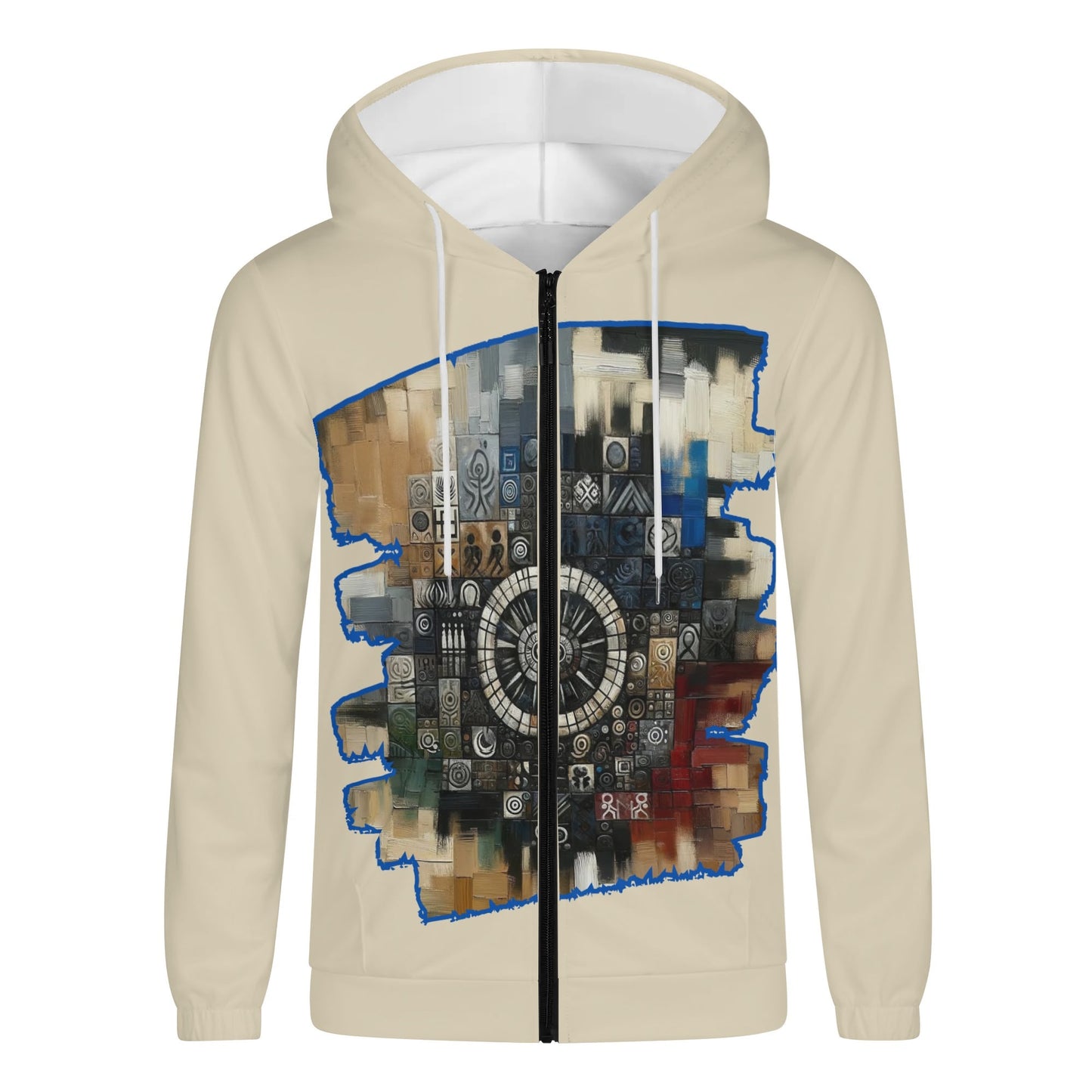 Mens Lightweight All Over Print Zip Hoodie "African Abstract Print"