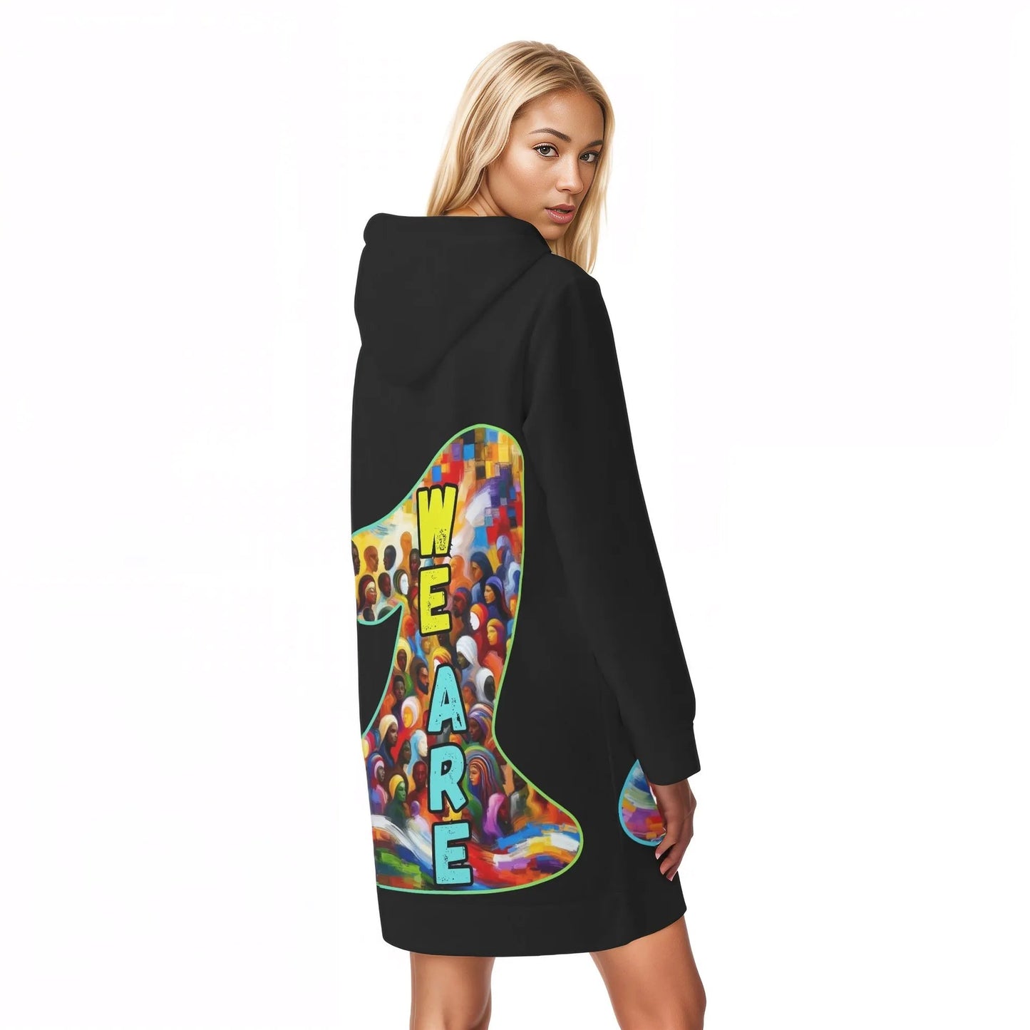 Womens All Over Print Warm Velvets Pullover Hoodie Dress