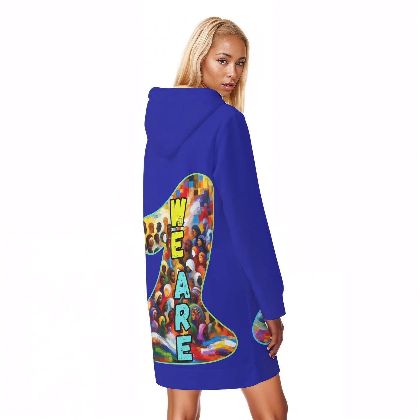 Womens All Over Print Warm Velvets Pullover Hoodie Dress