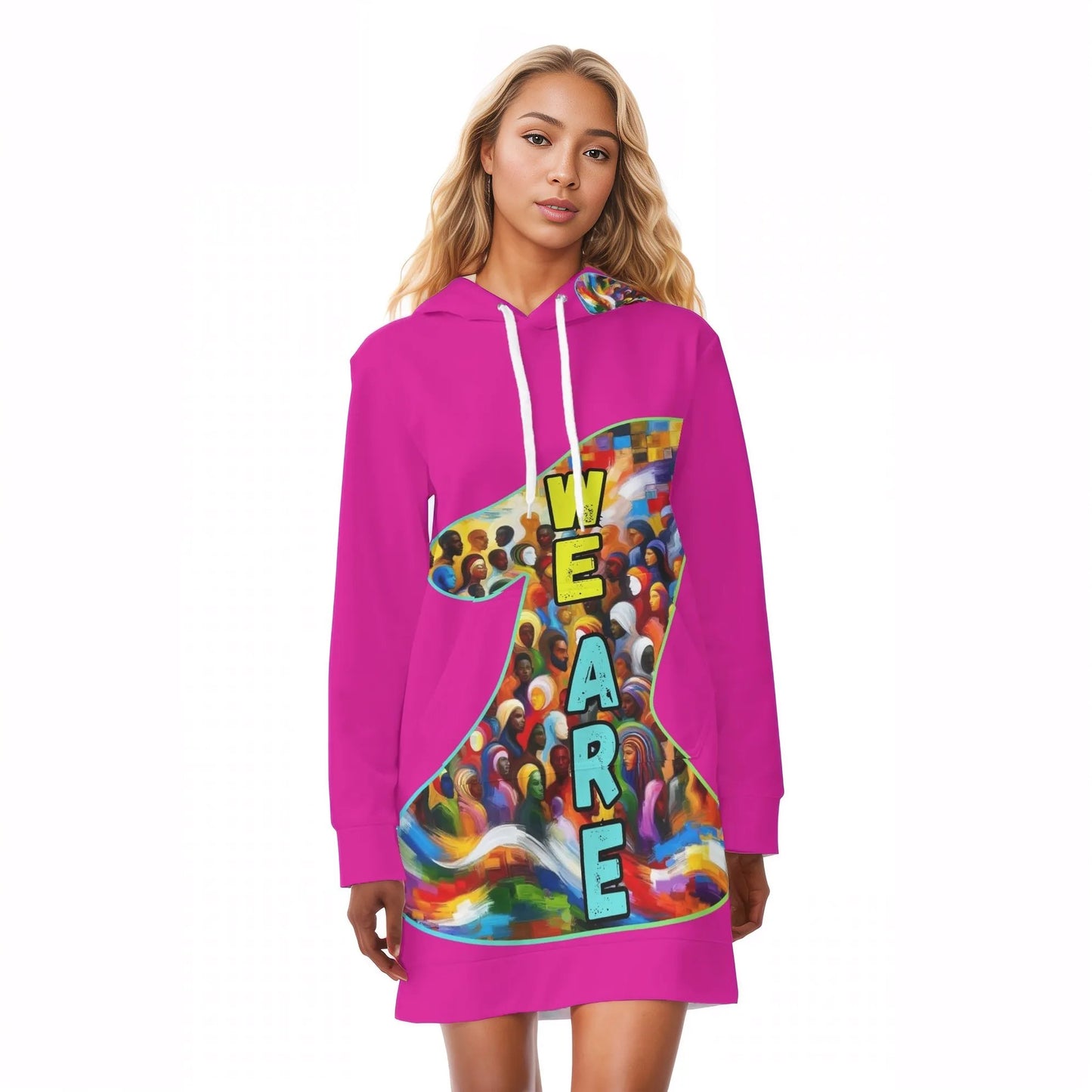 Womens All Over Print Warm Velvets Pullover Hoodie Dress