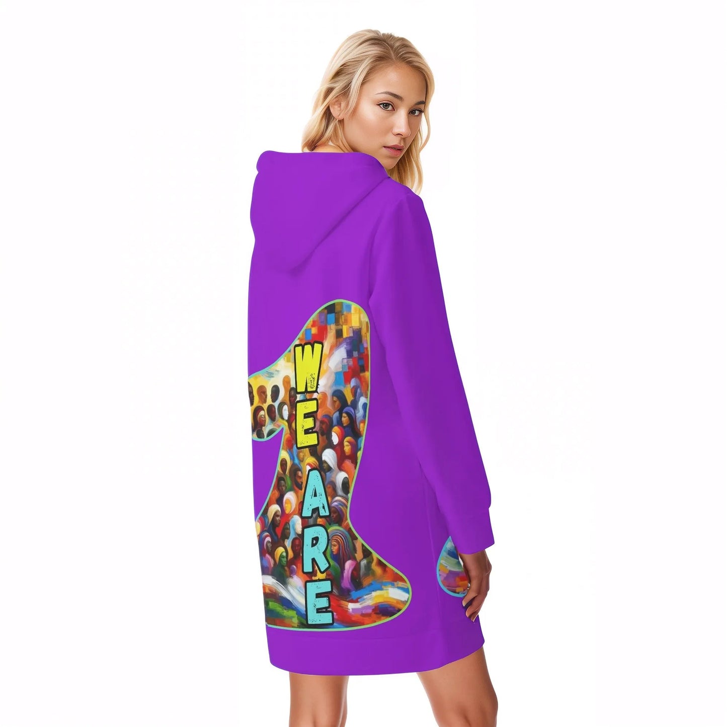 Womens All Over Print Warm Velvets Pullover Hoodie Dress