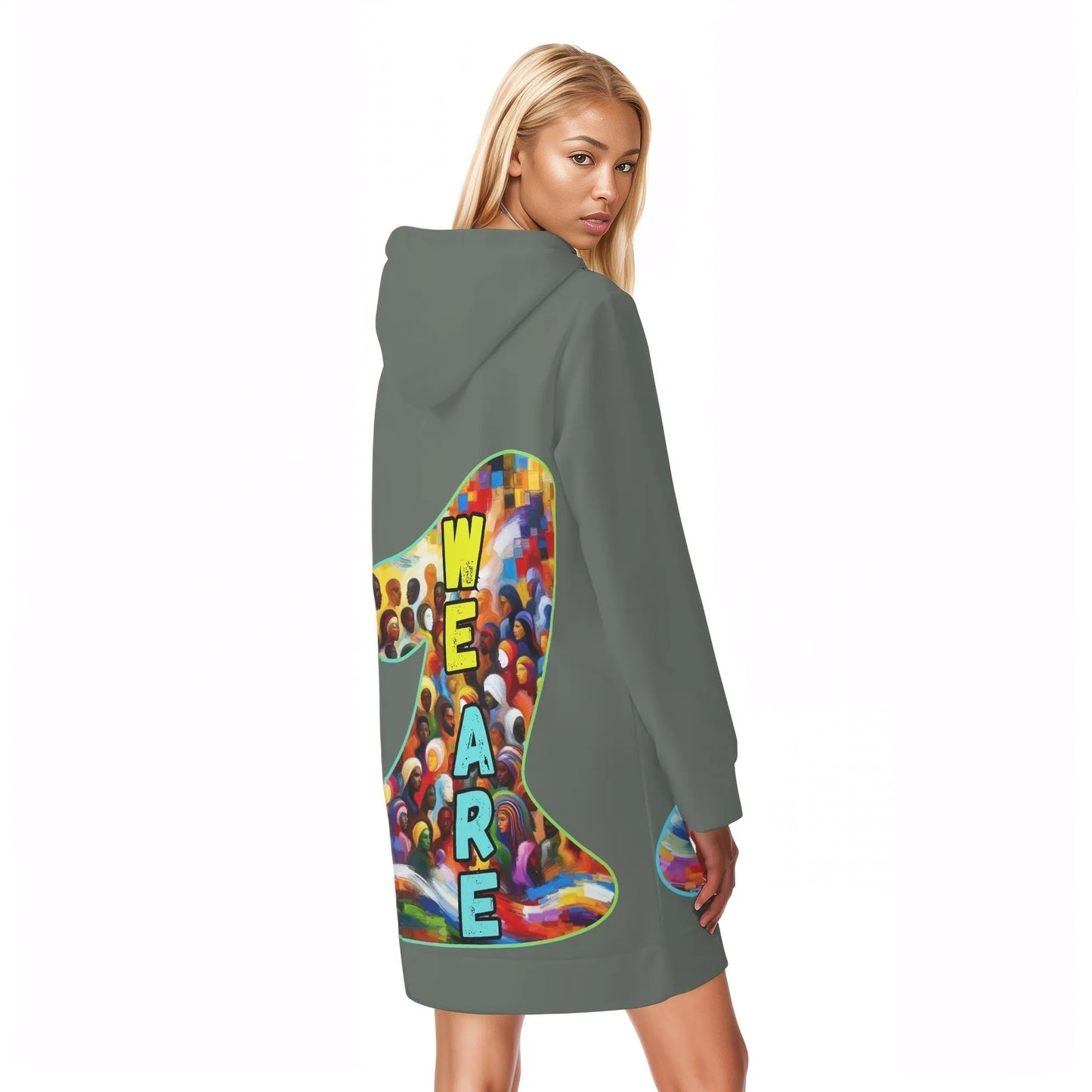 Womens All Over Print Warm Velvets Pullover Hoodie Dress