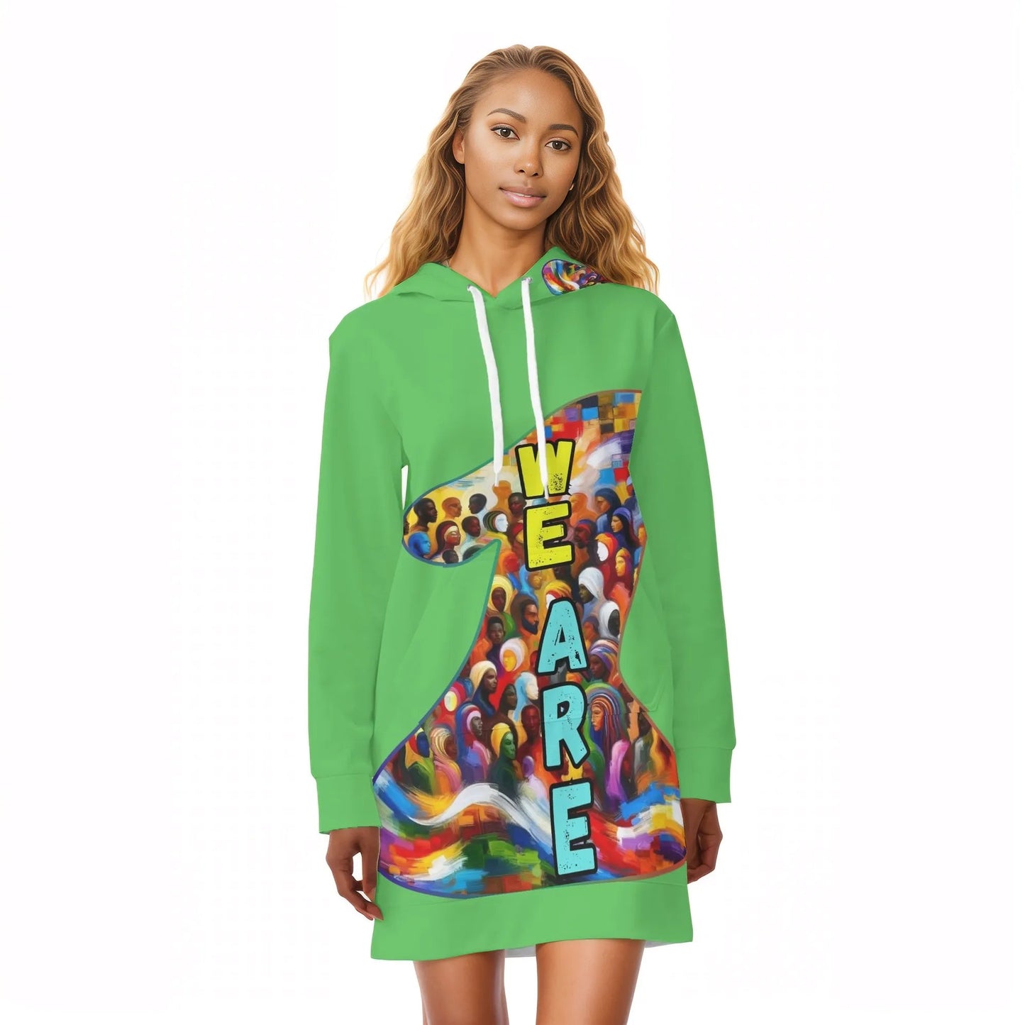 Womens All Over Print Warm Velvets Pullover Hoodie Dress