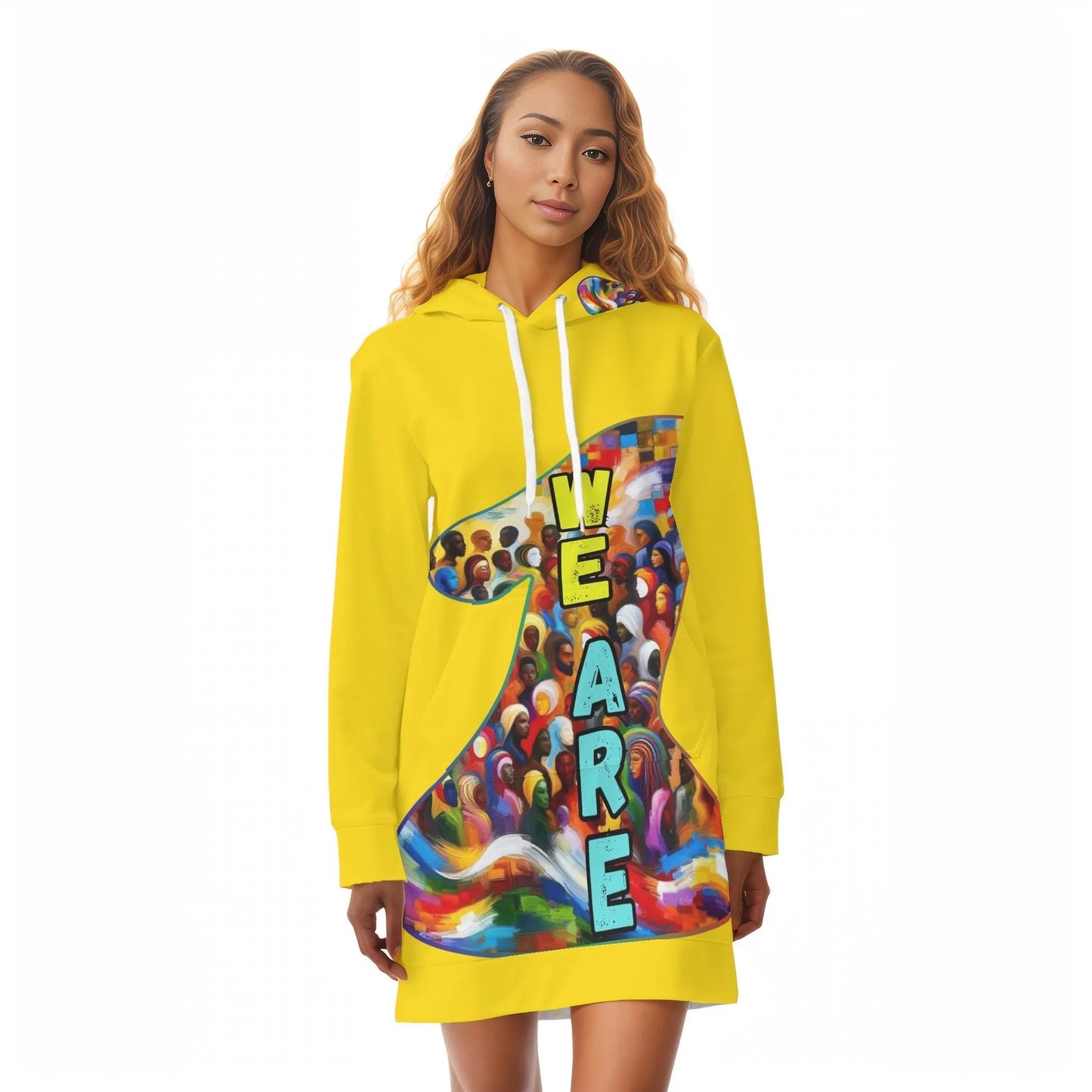 Womens All Over Print Warm Velvets Pullover Hoodie Dress