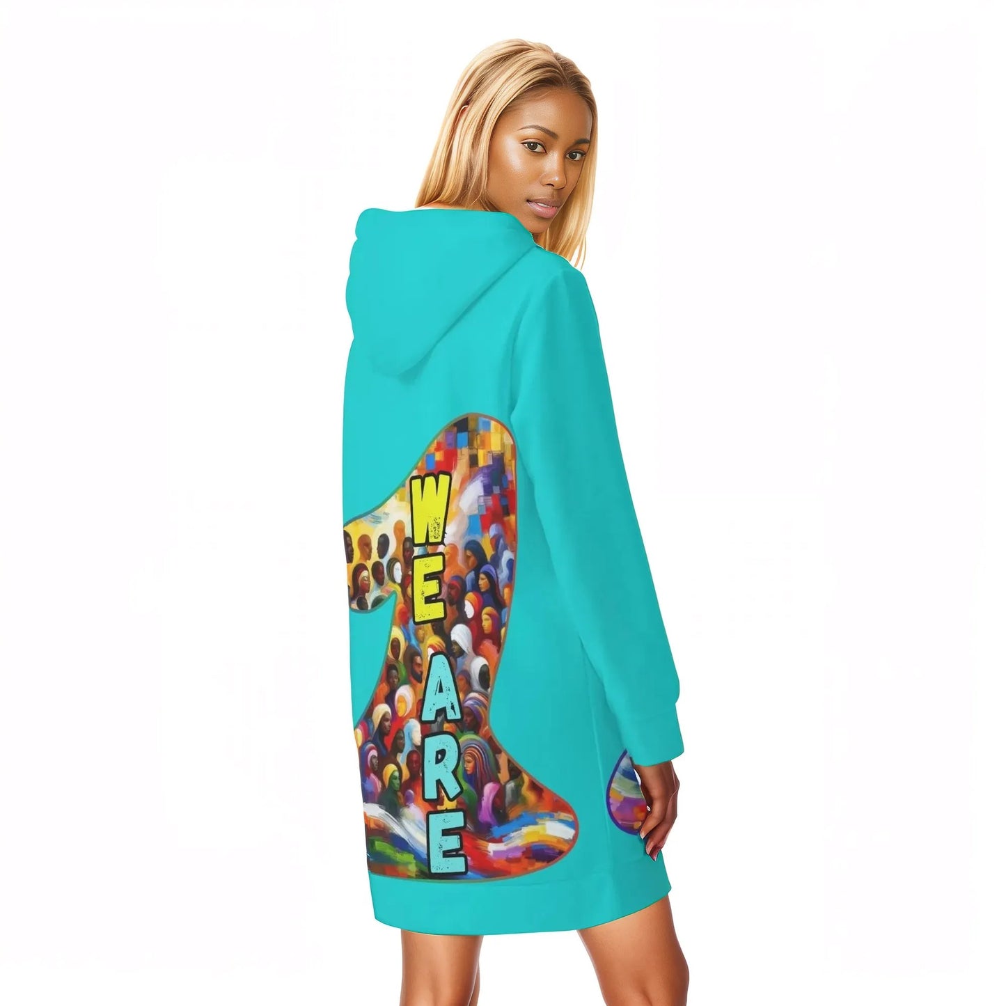 Womens All Over Print Warm Velvets Pullover Hoodie Dress