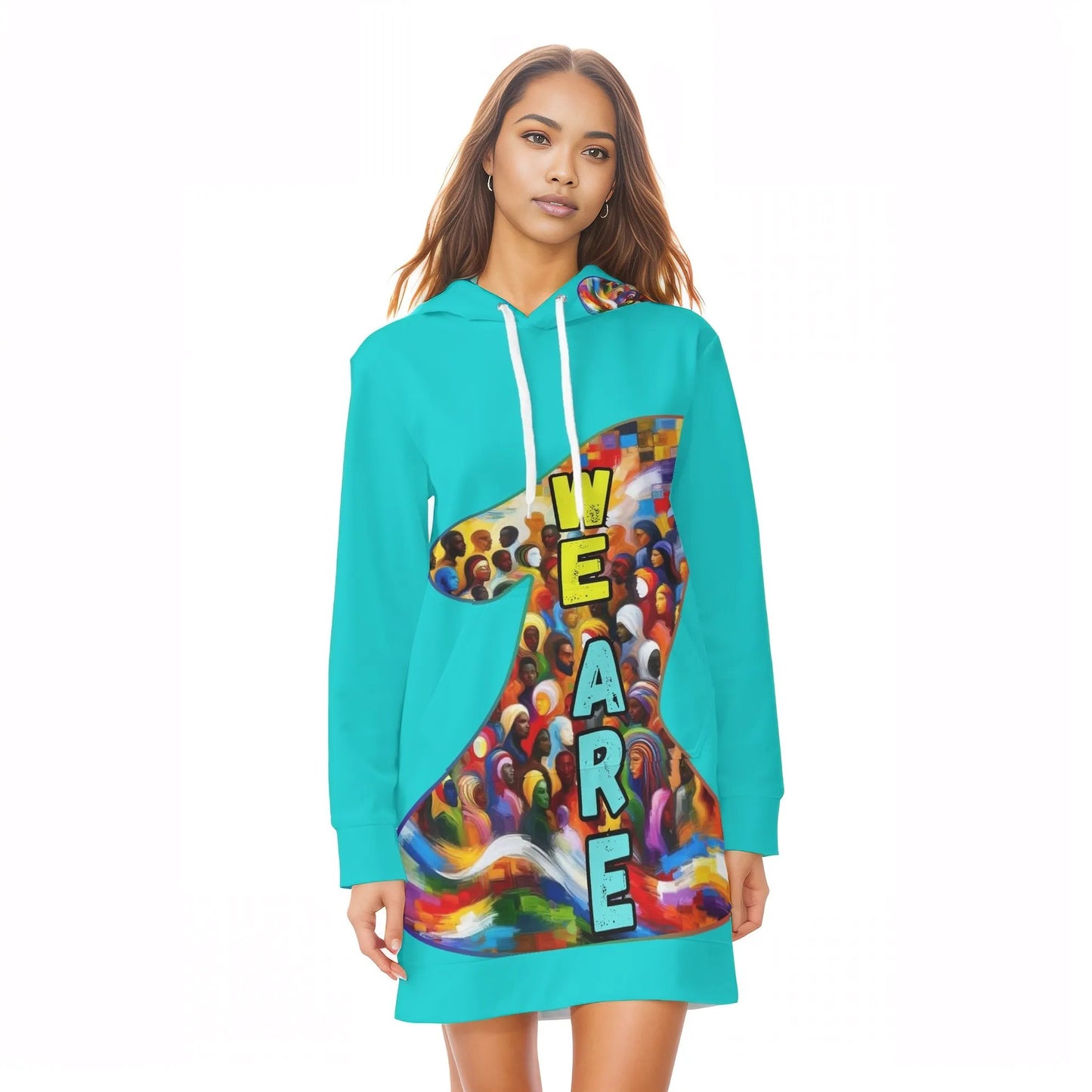 Womens All Over Print Warm Velvets Pullover Hoodie Dress