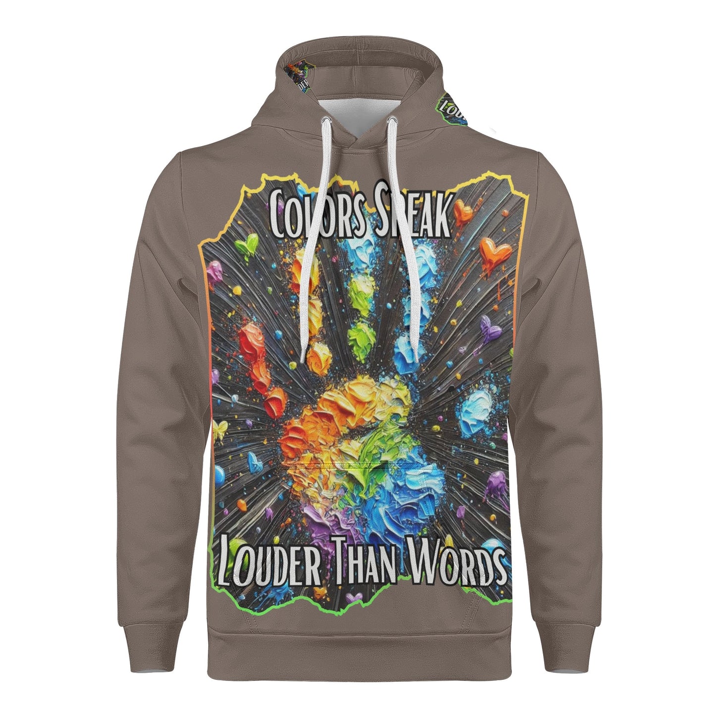 Mens All Over Print Warm Velvet Lined Hoodie Colors Speak...