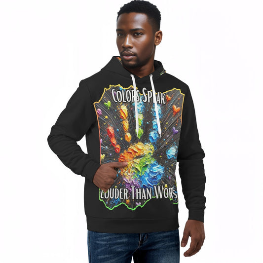 Mens All Over Print Warm Velvet Lined Hoodie "Colors Speak..."