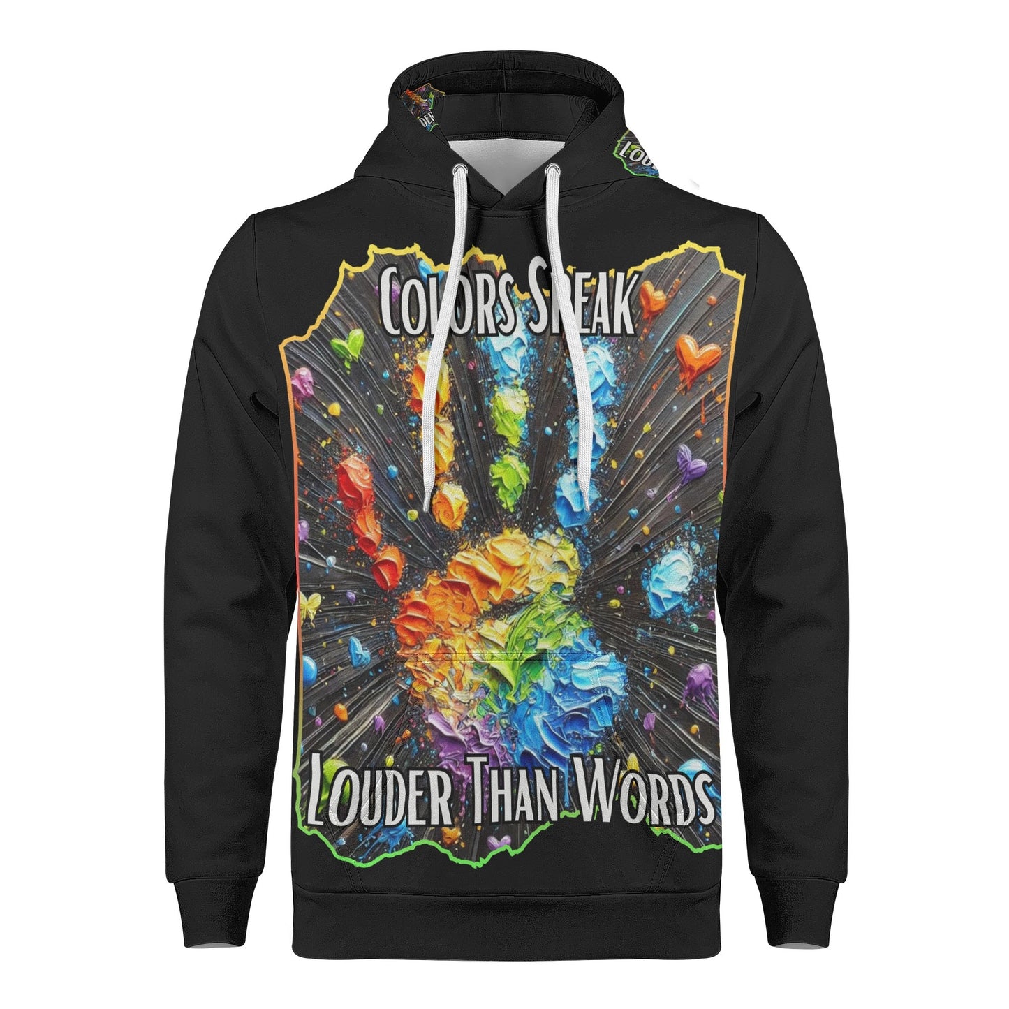 Mens All Over Print Warm Velvet Lined Hoodie Colors Speak...