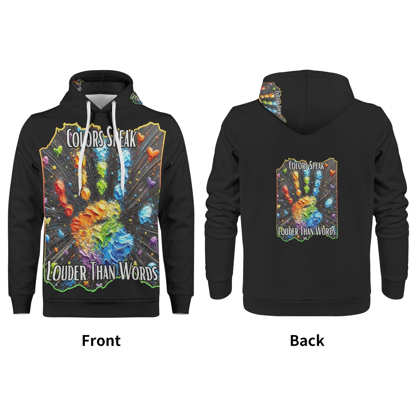 Mens All Over Print Warm Velvet Lined Hoodie Colors Speak...