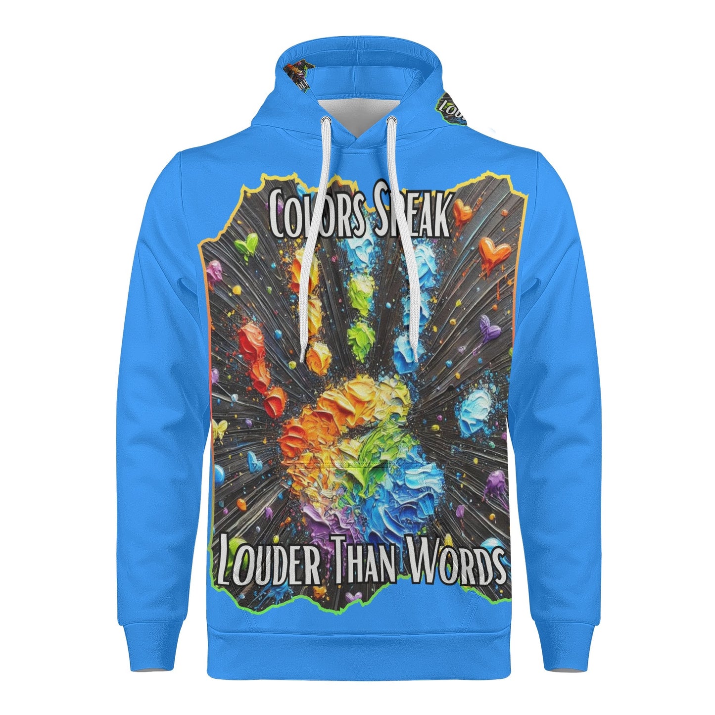 Mens All Over Print Warm Velvet Lined Hoodie Colors Speak...