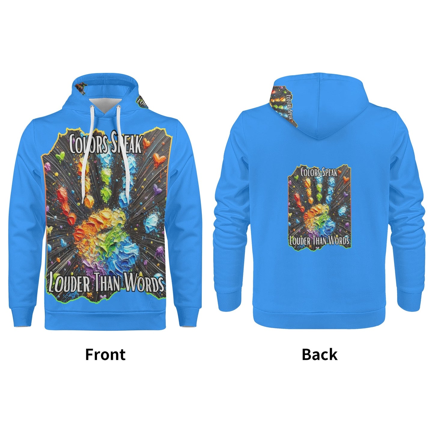 Mens All Over Print Warm Velvet Lined Hoodie Colors Speak...