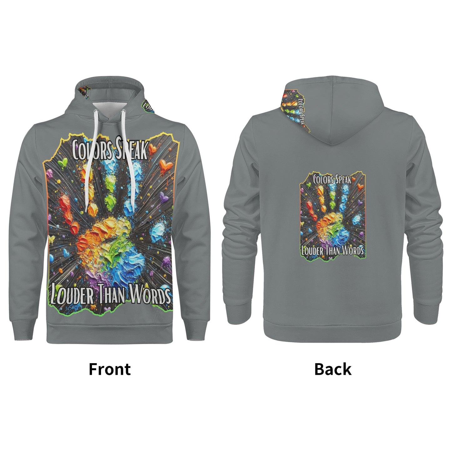 Mens All Over Print Warm Velvet Lined Hoodie Colors Speak...