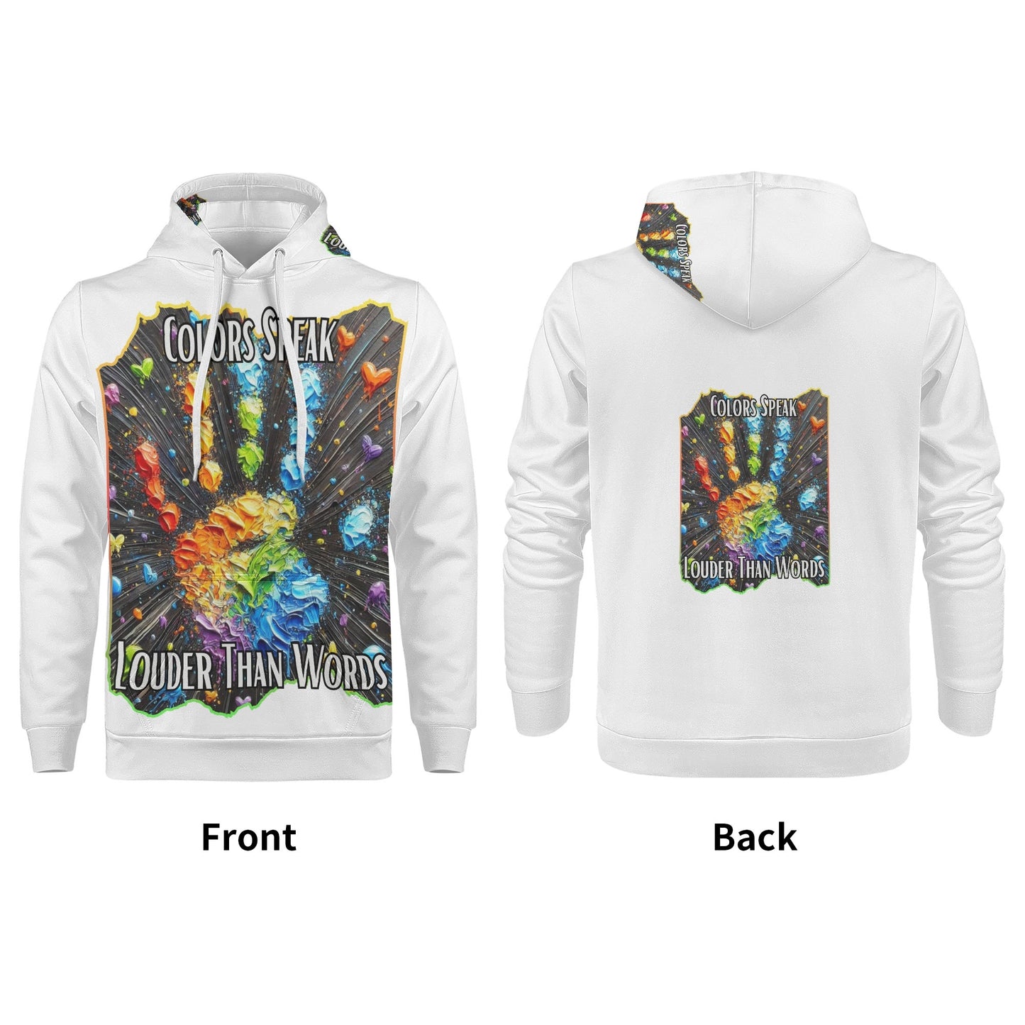 Mens All Over Print Warm Velvet Lined Hoodie Colors Speak...