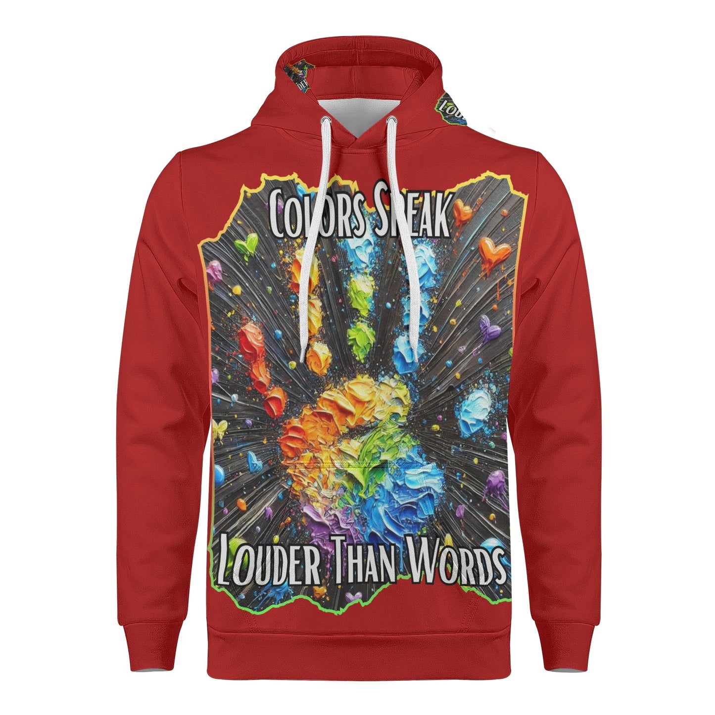 Mens All Over Print Warm Velvet Lined Hoodie Colors Speak...