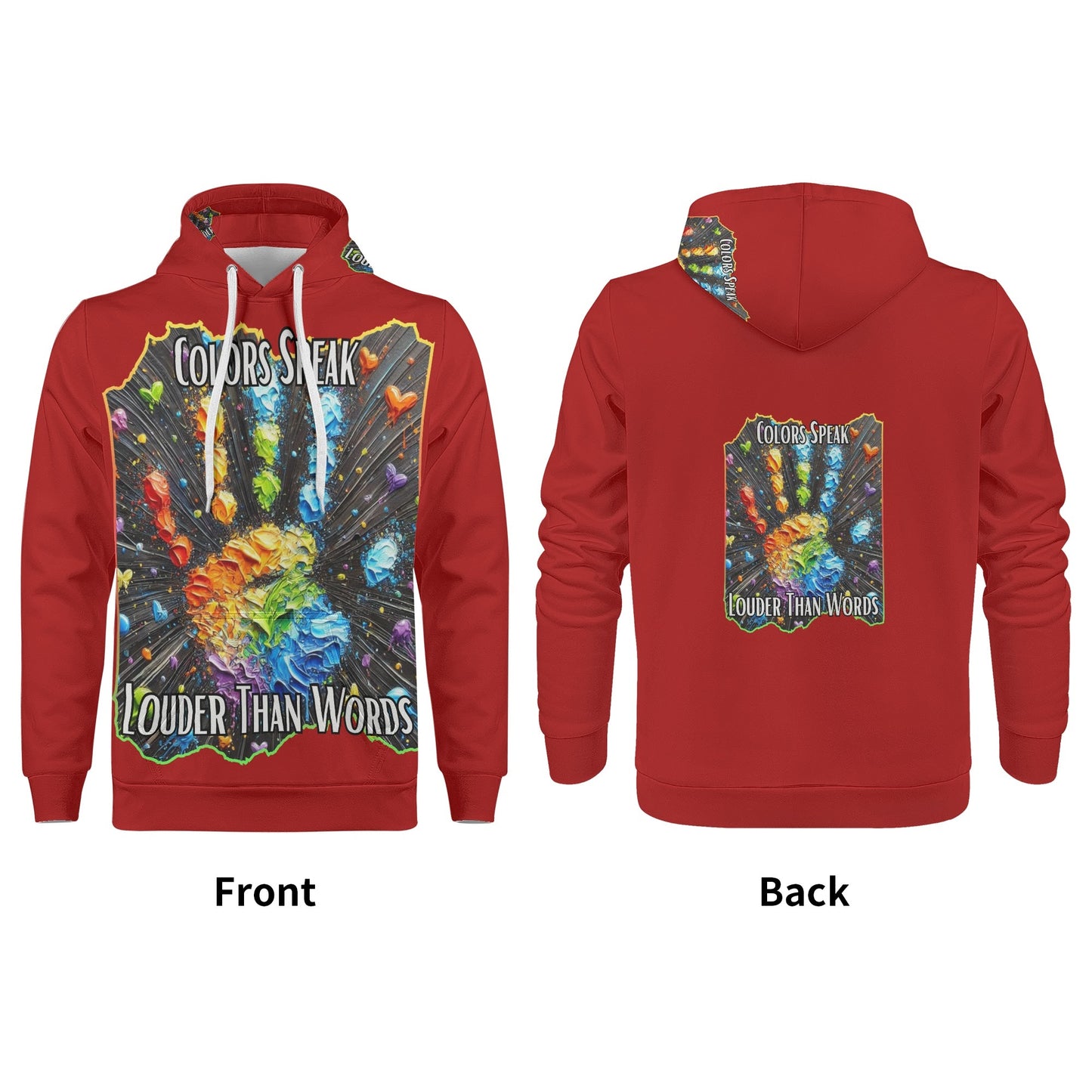 Mens All Over Print Warm Velvet Lined Hoodie Colors Speak...