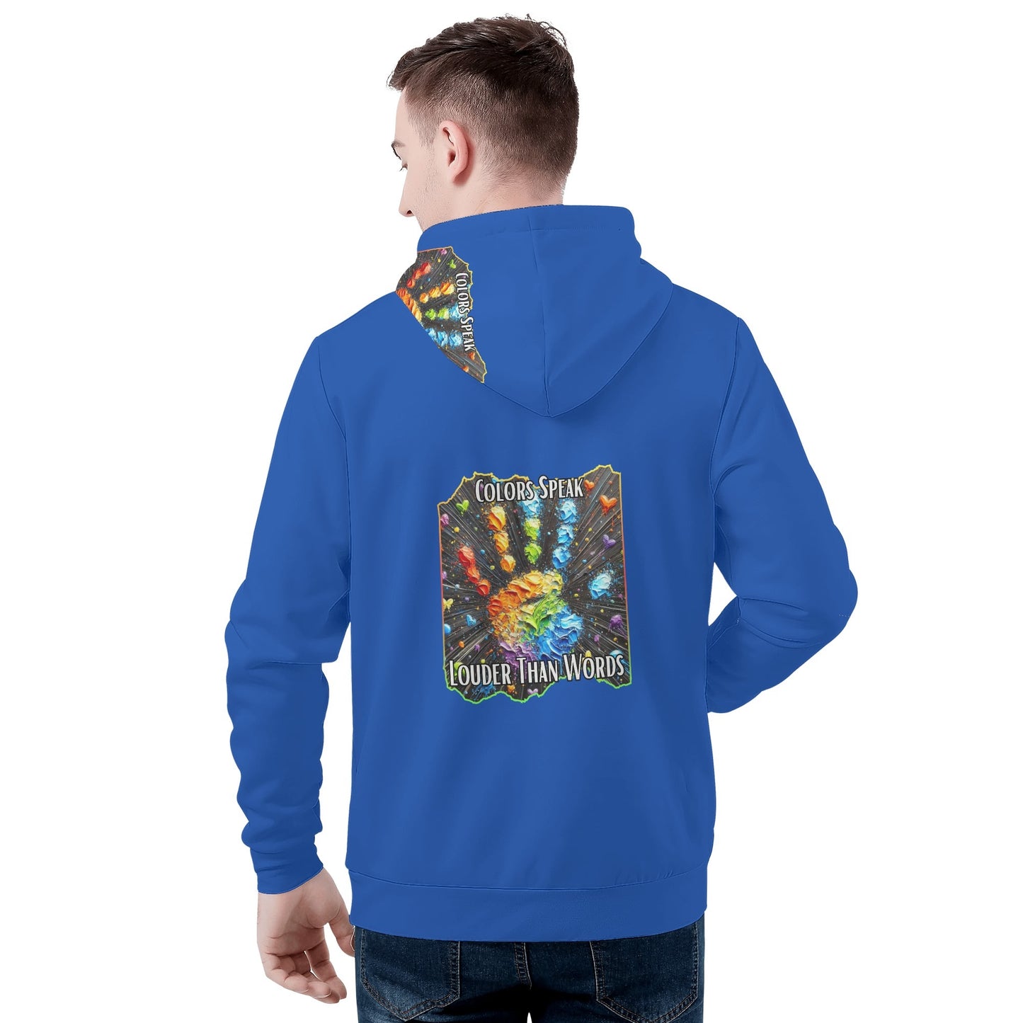 Mens All Over Print Warm Velvet Lined Hoodie Colors Speak...