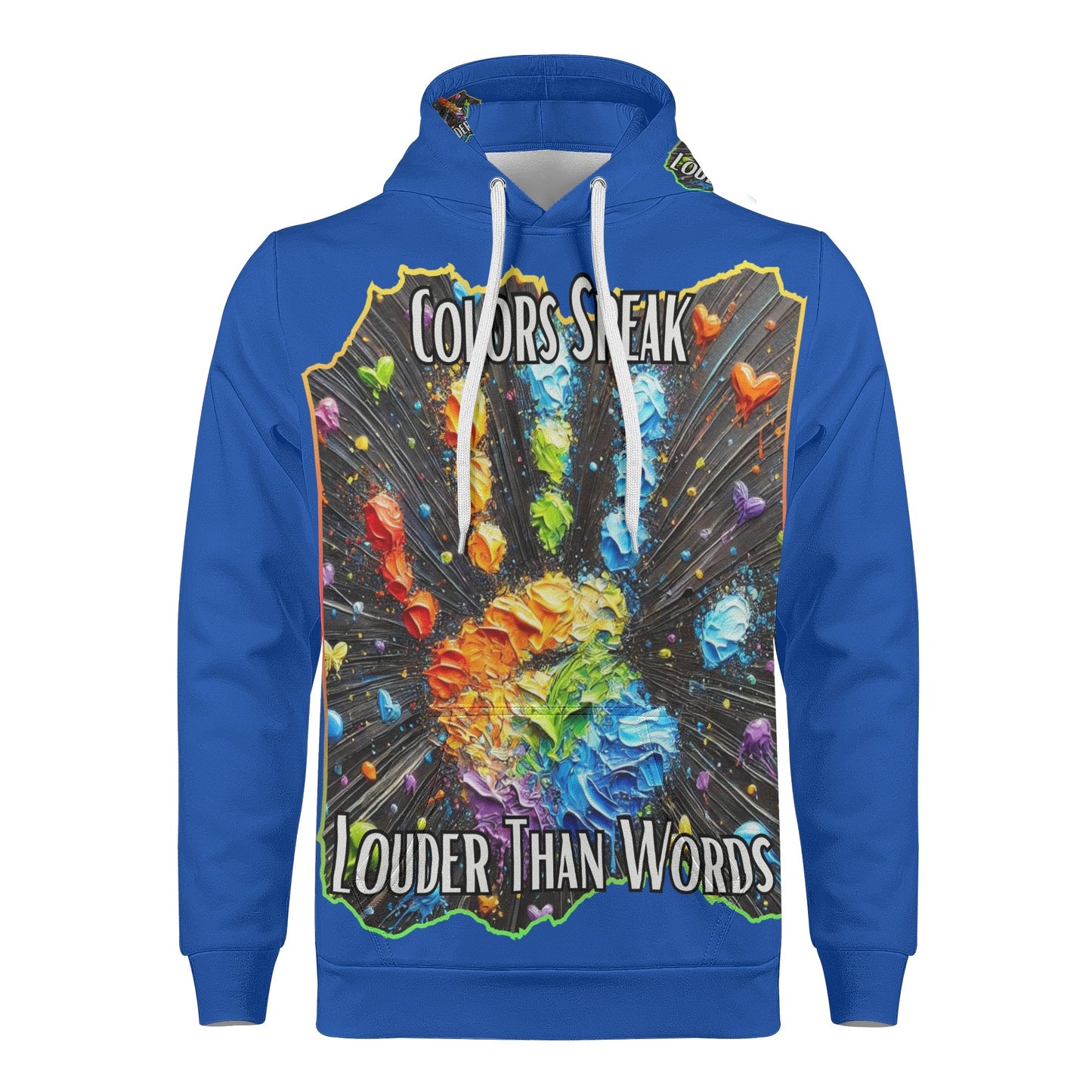 Mens All Over Print Warm Velvet Lined Hoodie Colors Speak...