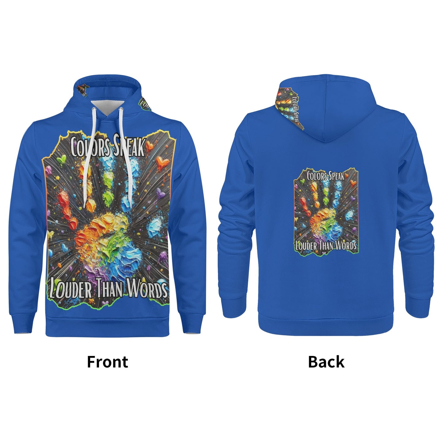 Mens All Over Print Warm Velvet Lined Hoodie Colors Speak...