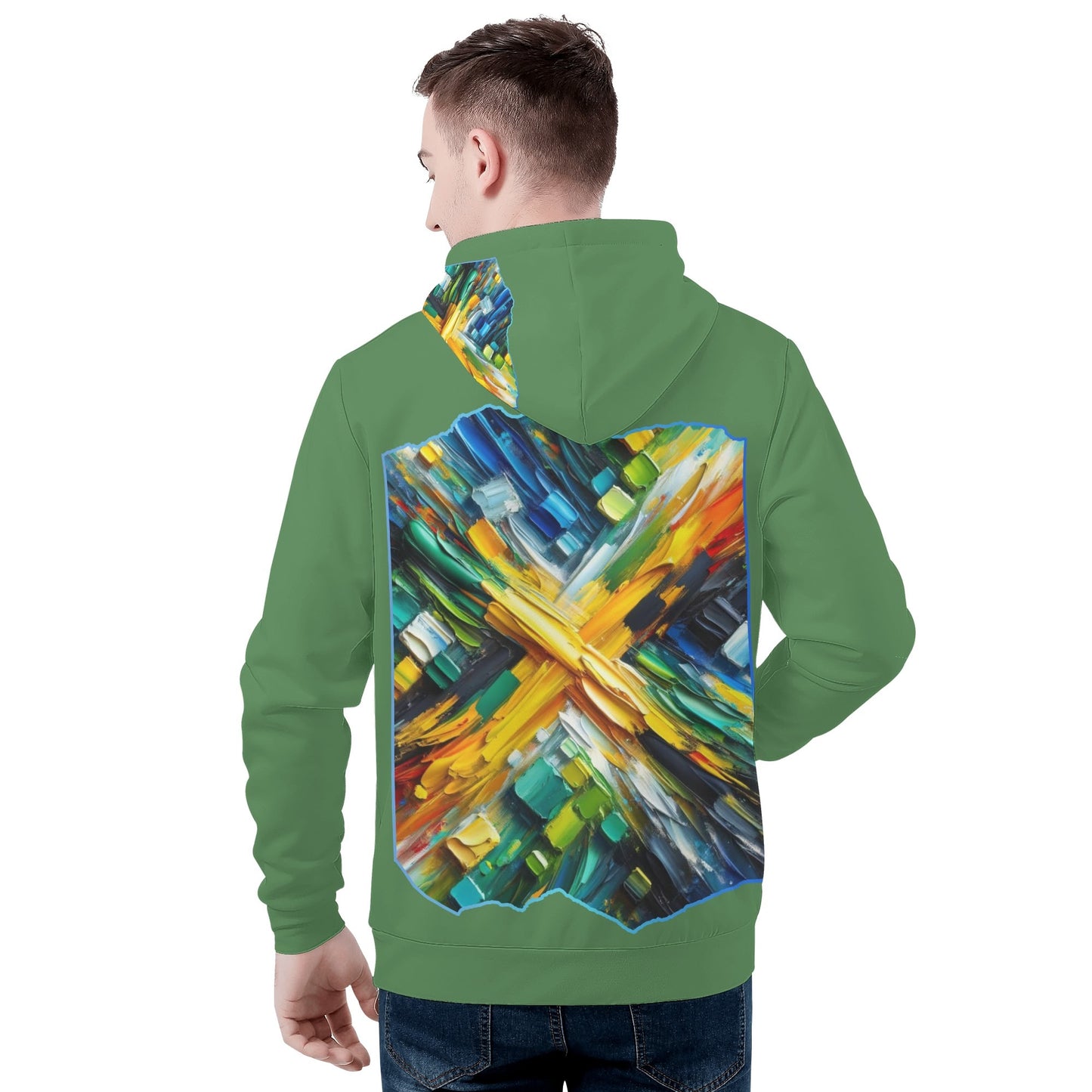 Mens All Over Print Warm Velvet Lined Hoodie Jamaica