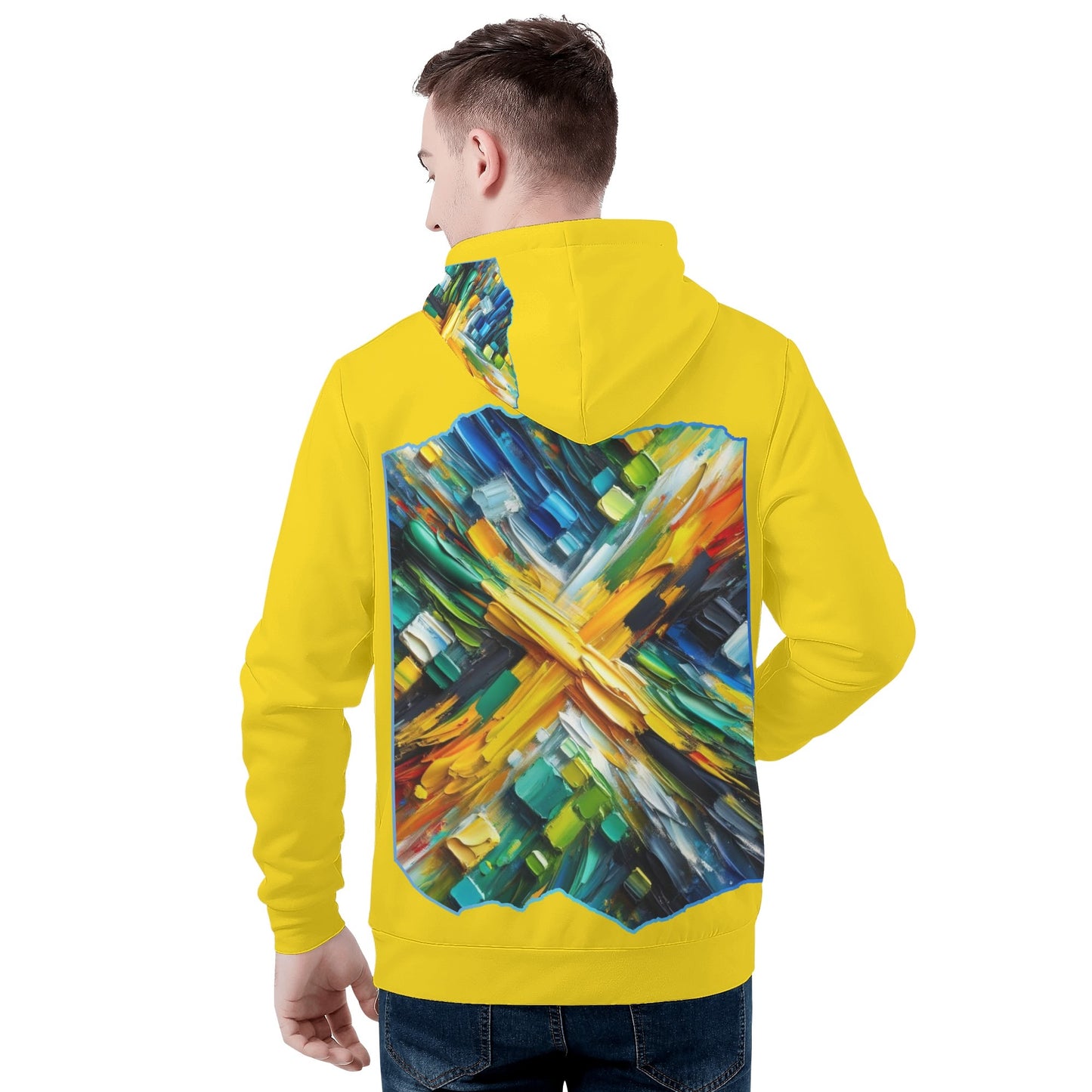 Mens All Over Print Warm Velvet Lined Hoodie Jamaica