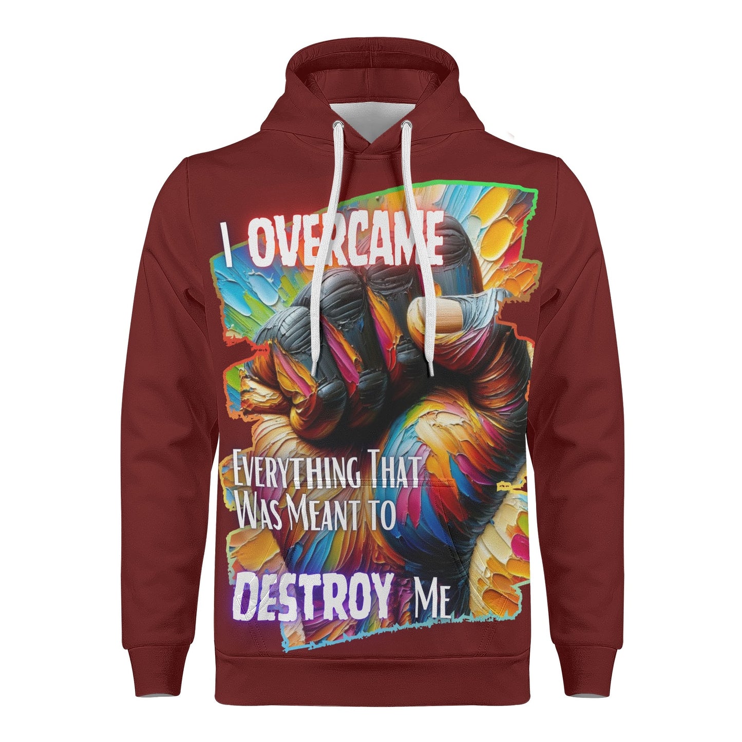 Mens All Over Print Warm Velvet Lined Hoodie I Overcame Everything That was Meant to Destroy Me