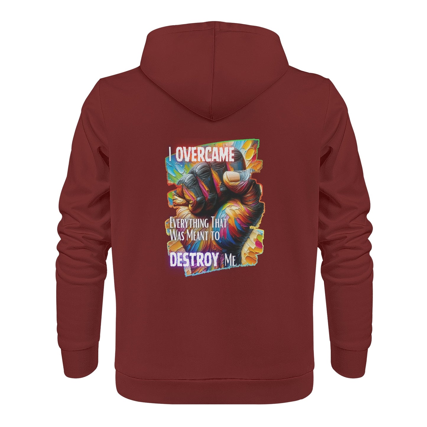 Mens All Over Print Warm Velvet Lined Hoodie I Overcame Everything That was Meant to Destroy Me