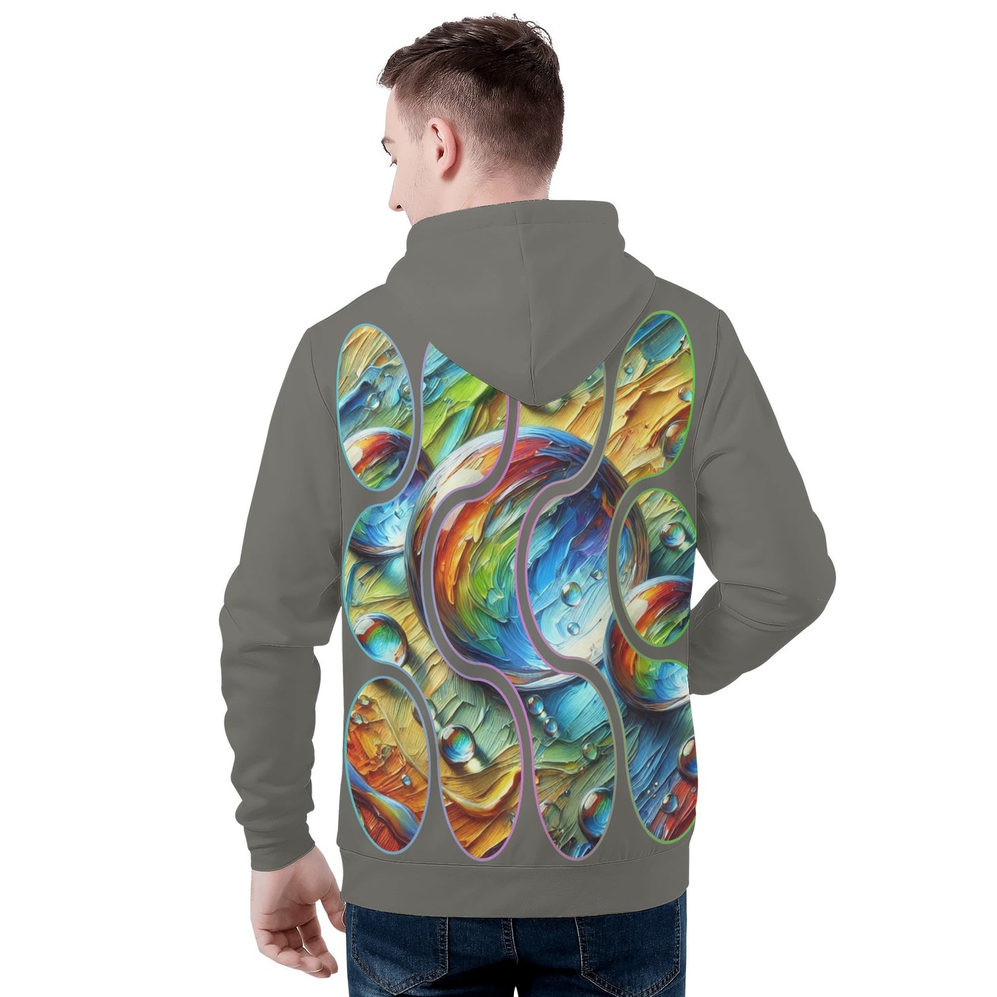 Mens All Over Print Warm Velvet Lined Hoodie One Drop