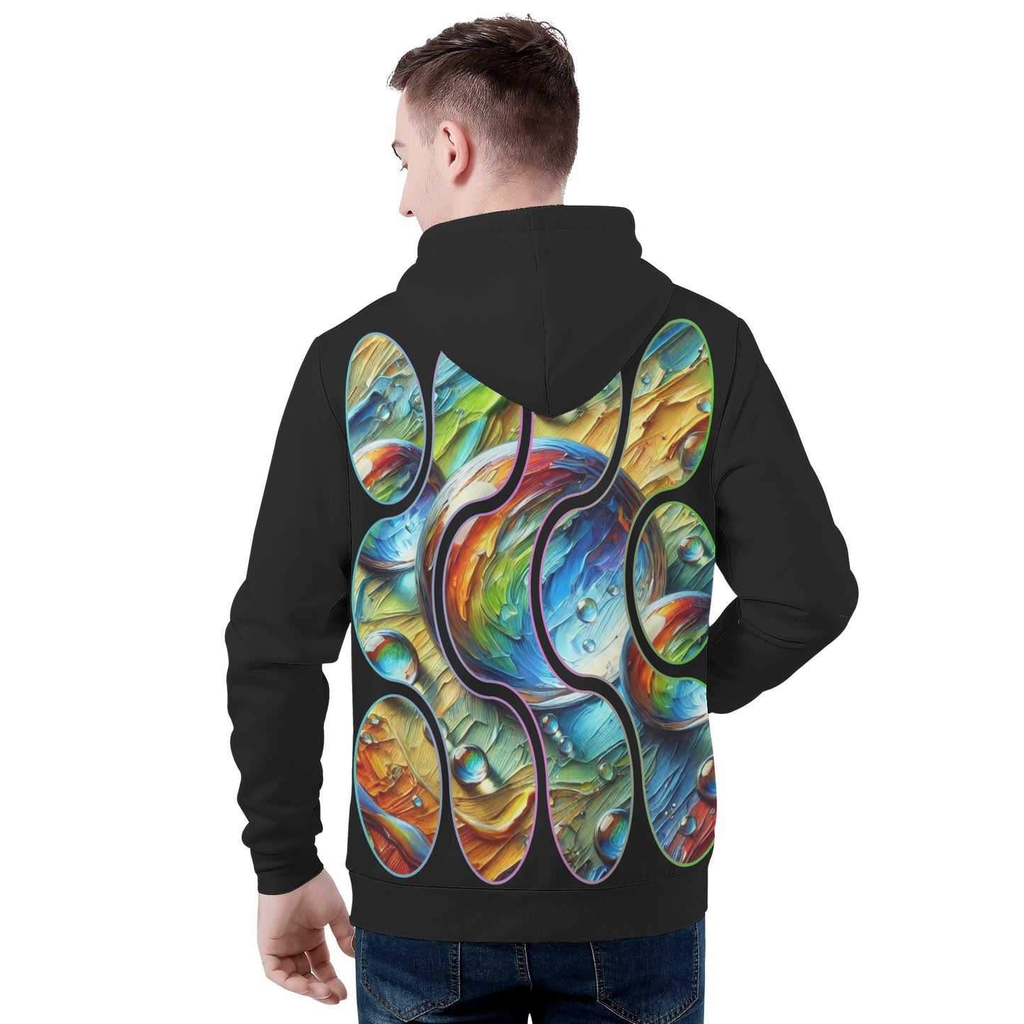 Mens All Over Print Warm Velvet Lined Hoodie One Drop