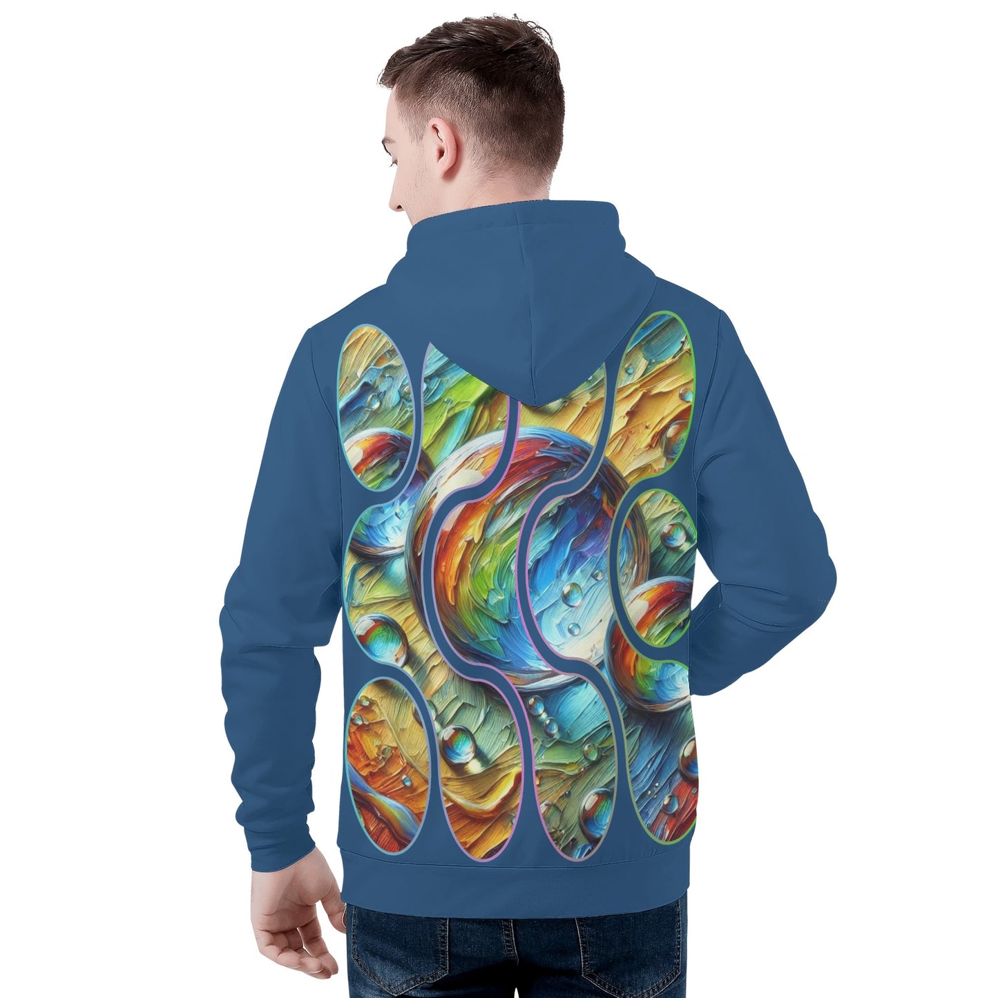 Mens All Over Print Warm Velvet Lined Hoodie One Drop