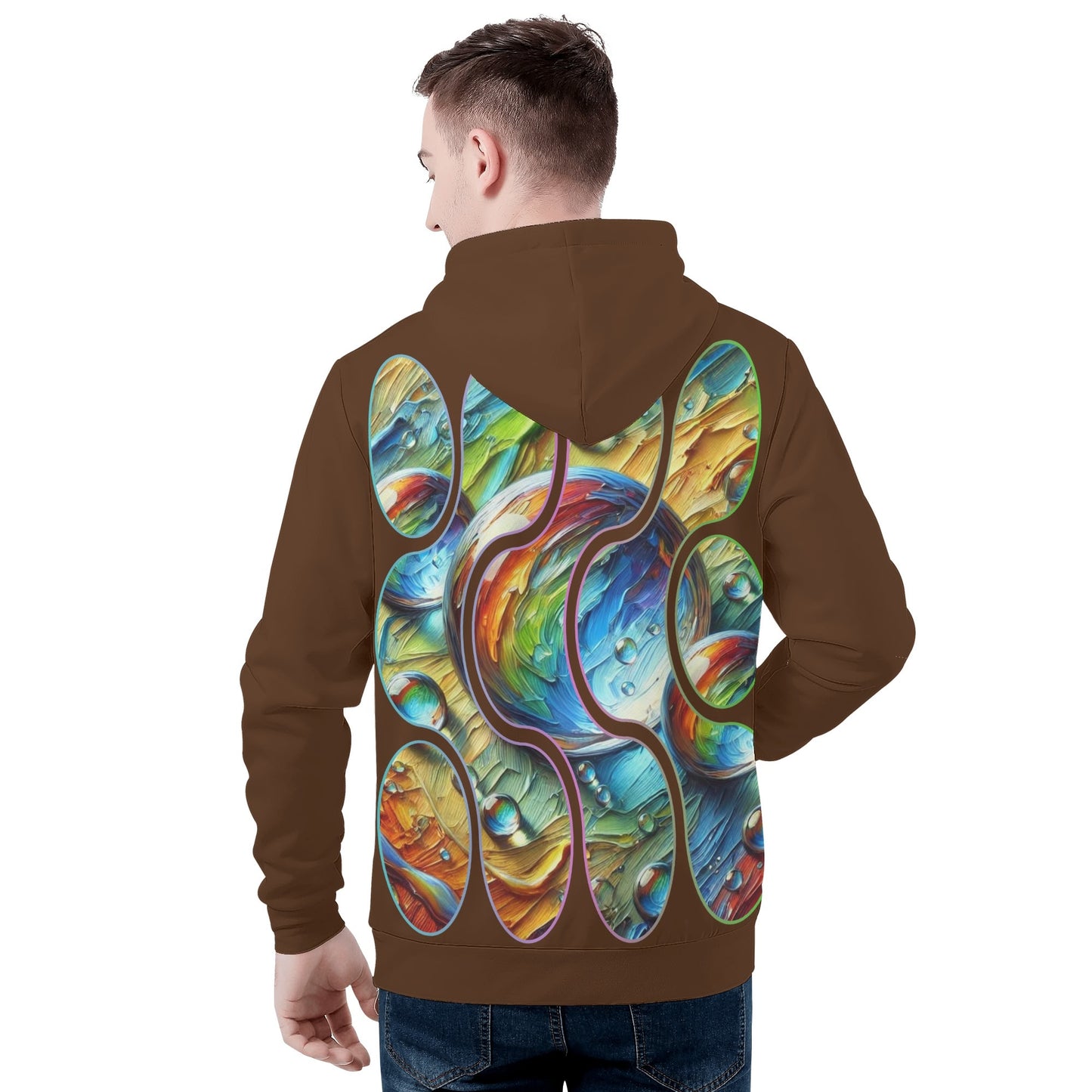 Mens All Over Print Warm Velvet Lined Hoodie One Drop