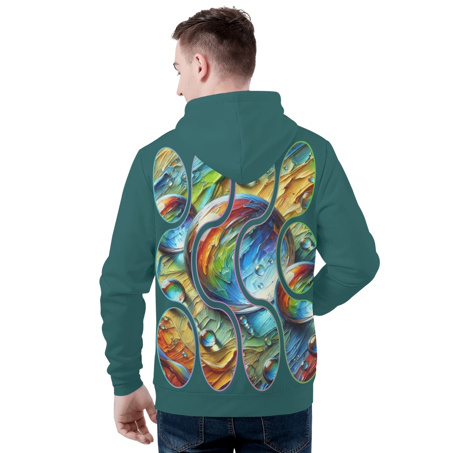 Mens All Over Print Warm Velvet Lined Hoodie One Drop