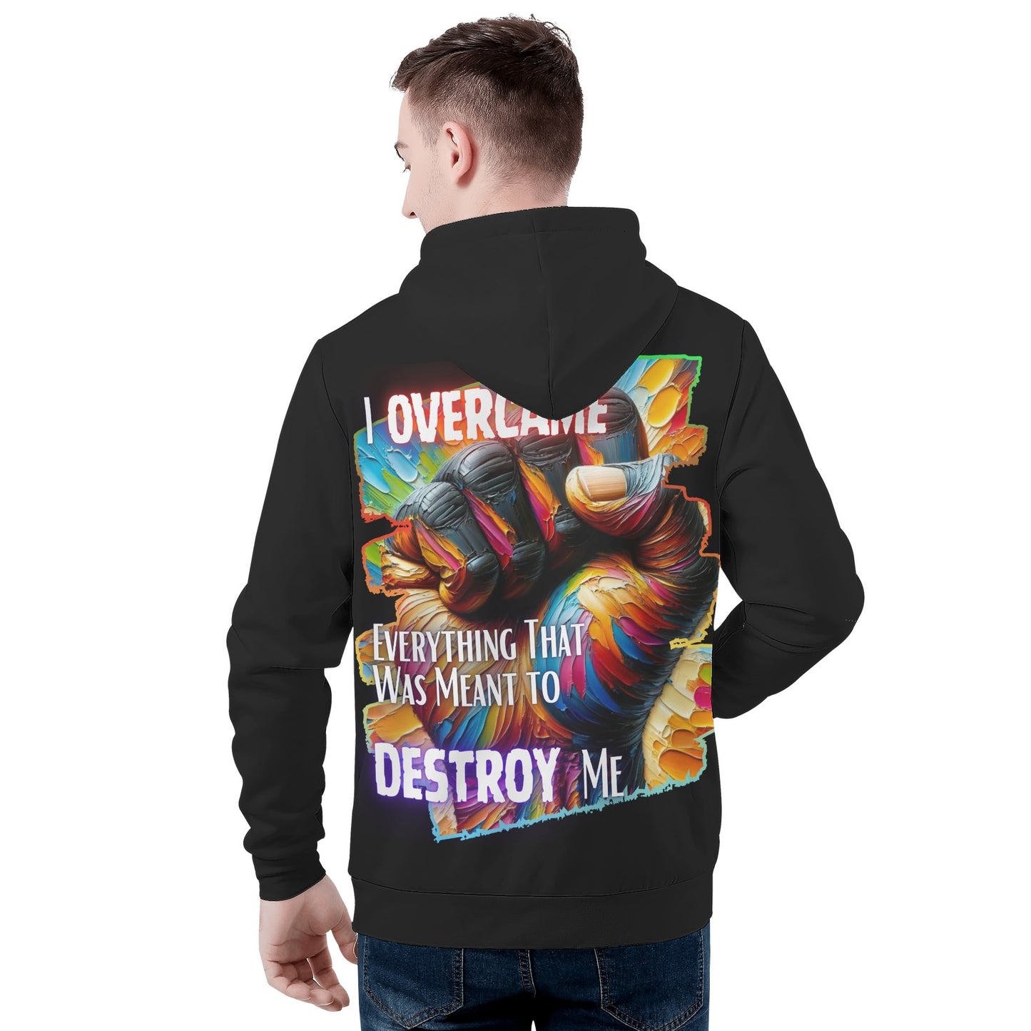 Mens All Over Print Warm Velvet Lined Hoodie I Am Black, I Am Me...